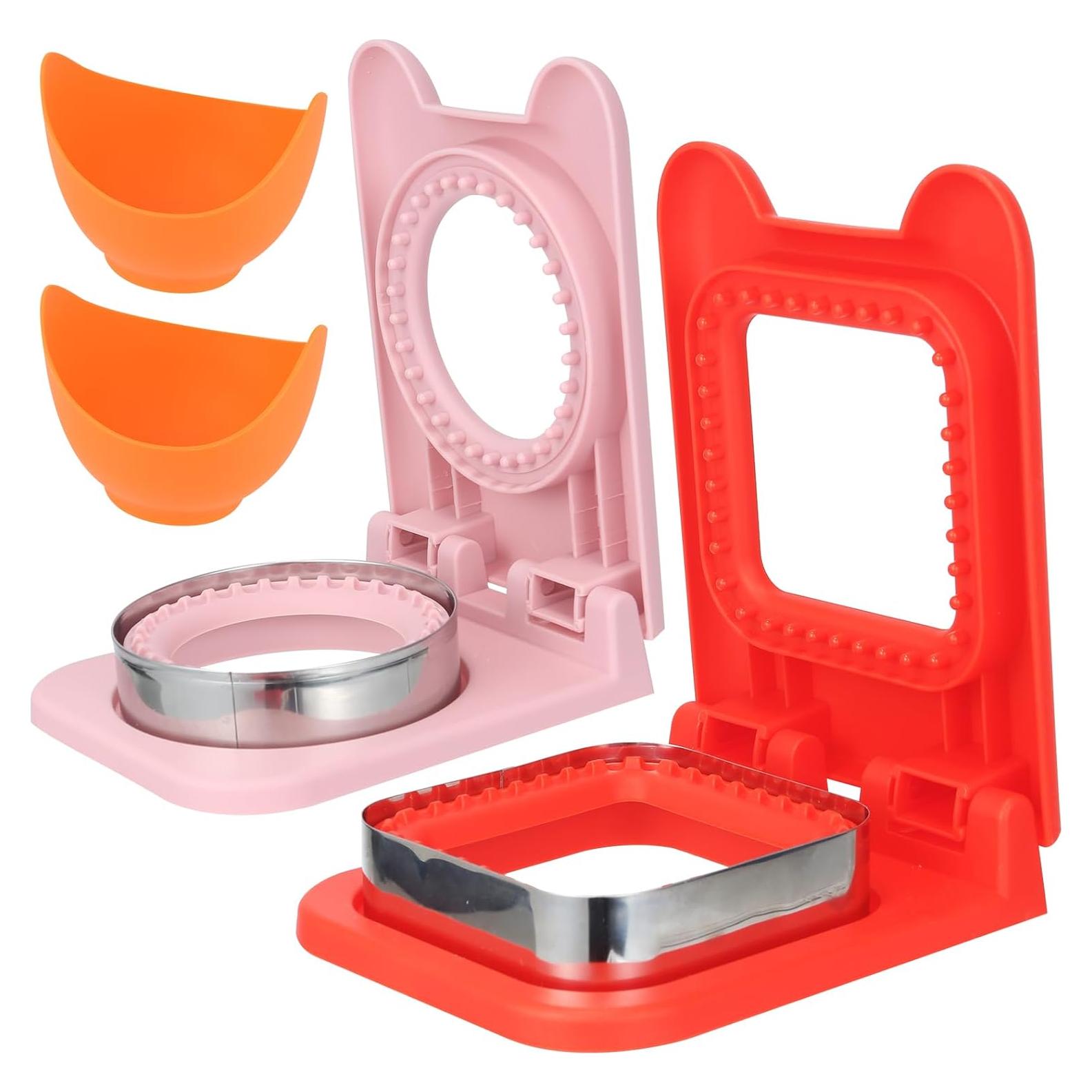 Cortador de Sándwiches Sttoummg 2 Piezas Sin Corteza Rojo/Rosa