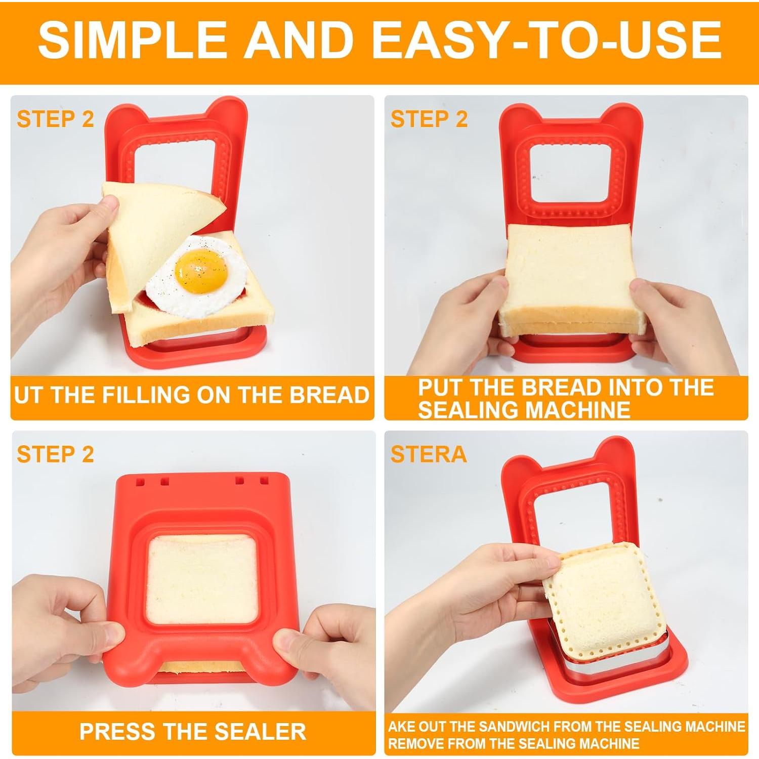 Cortador de Sándwiches Sttoummg 2 Piezas Sin Corteza Rojo/Rosa