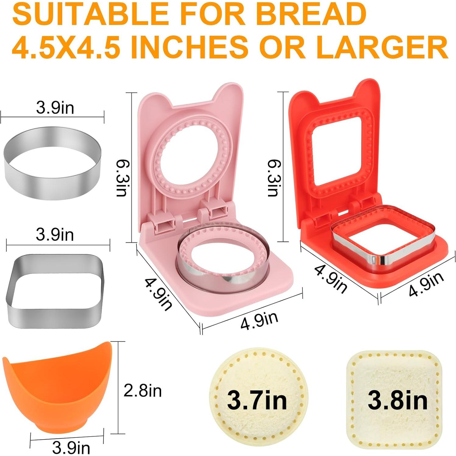 Cortador de Sándwiches Sttoummg 2 Piezas Sin Corteza Rojo/Rosa