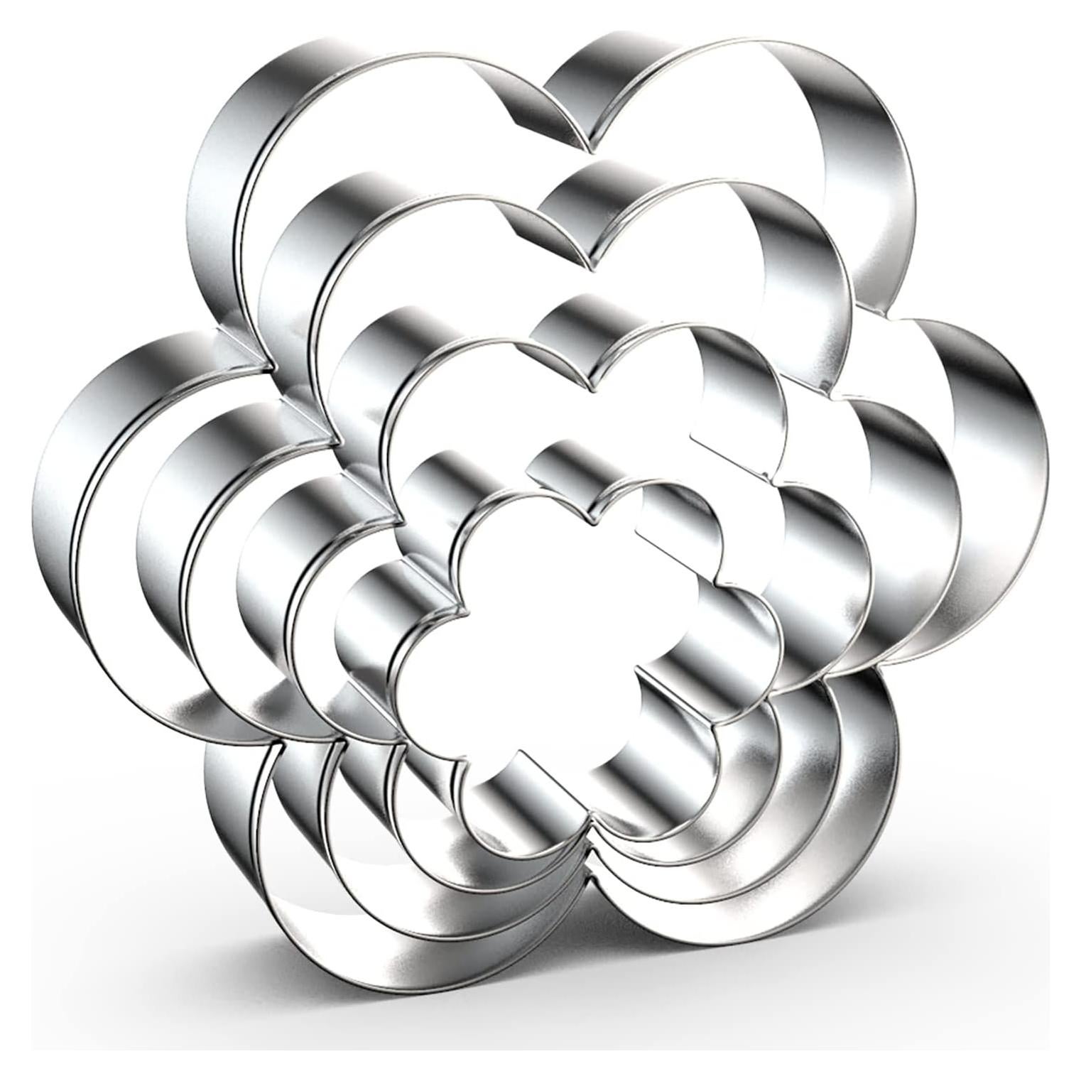 Juego de Cortadores de Galletas QAAQS Flor 4 Tamaños Acero Inoxidable