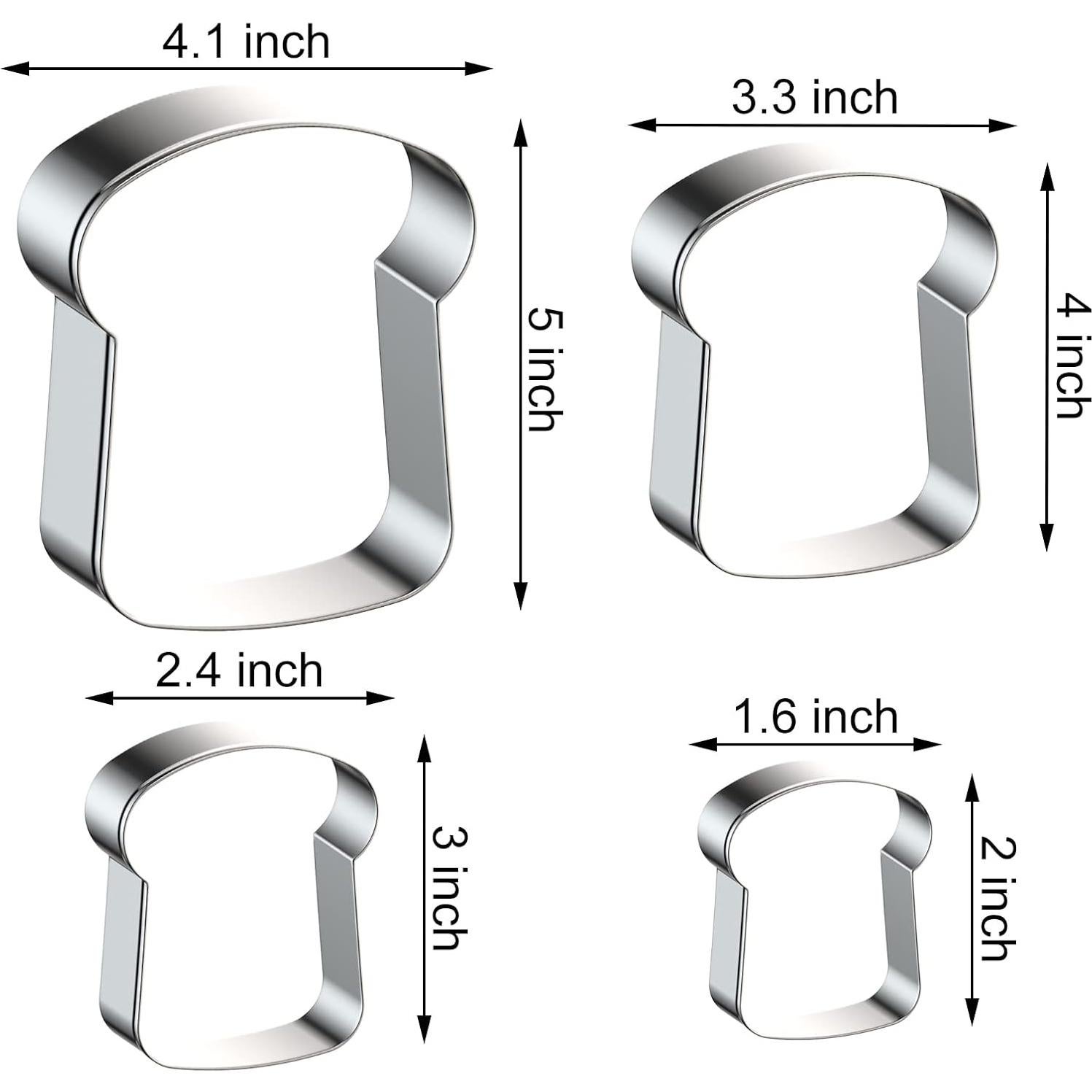 Juego de Cortadores de Galletas QAAQS Rebanada de Pan 4 Piezas