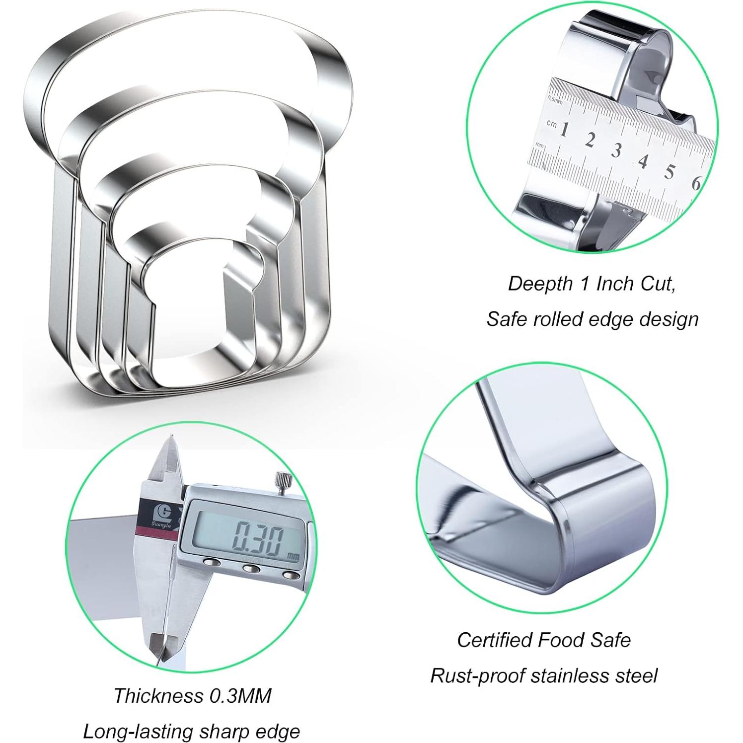 Juego de Cortadores de Galletas QAAQS Rebanada de Pan 4 Piezas
