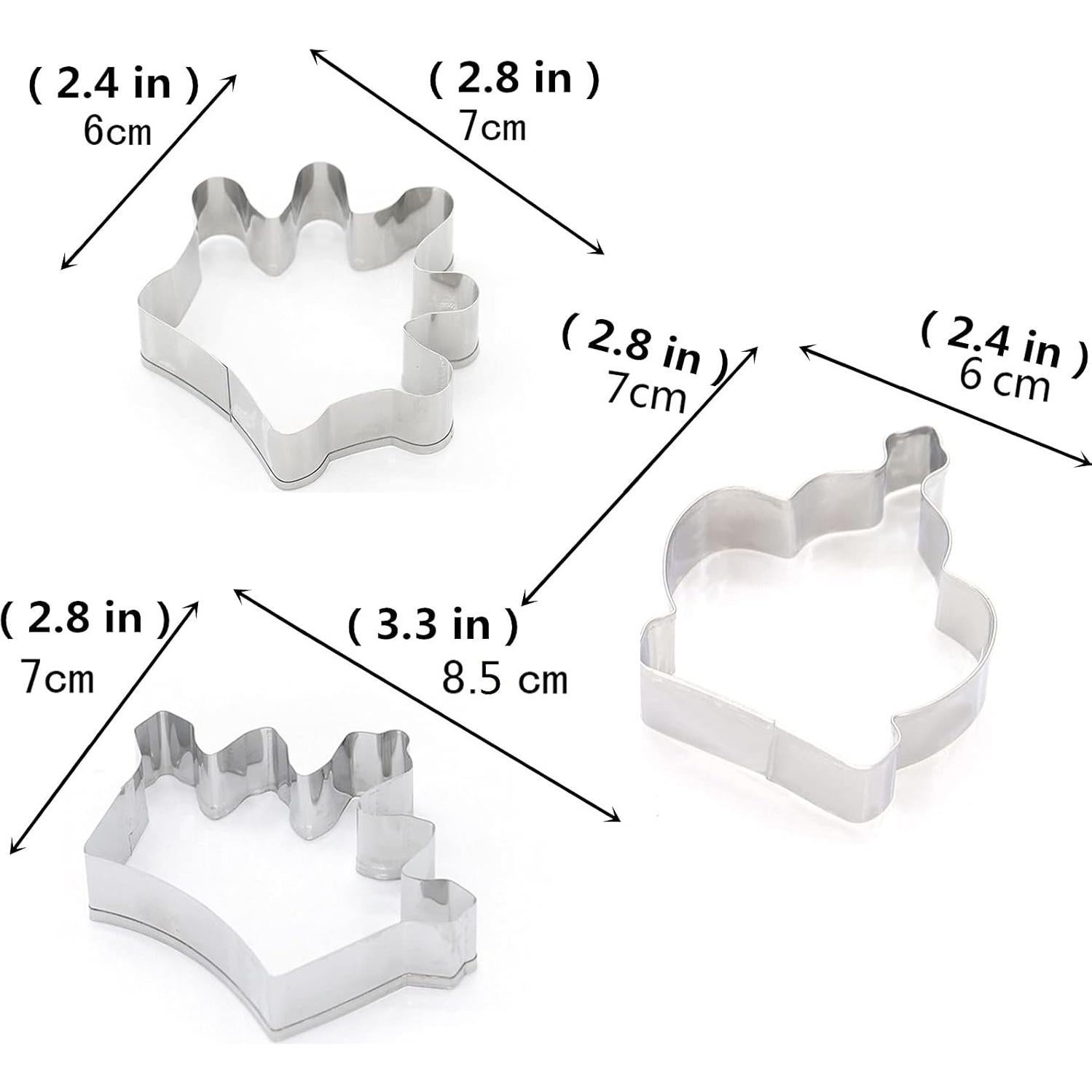 Juego de 3 Cortadores de Galletas Corona Comais Acero Inoxidable