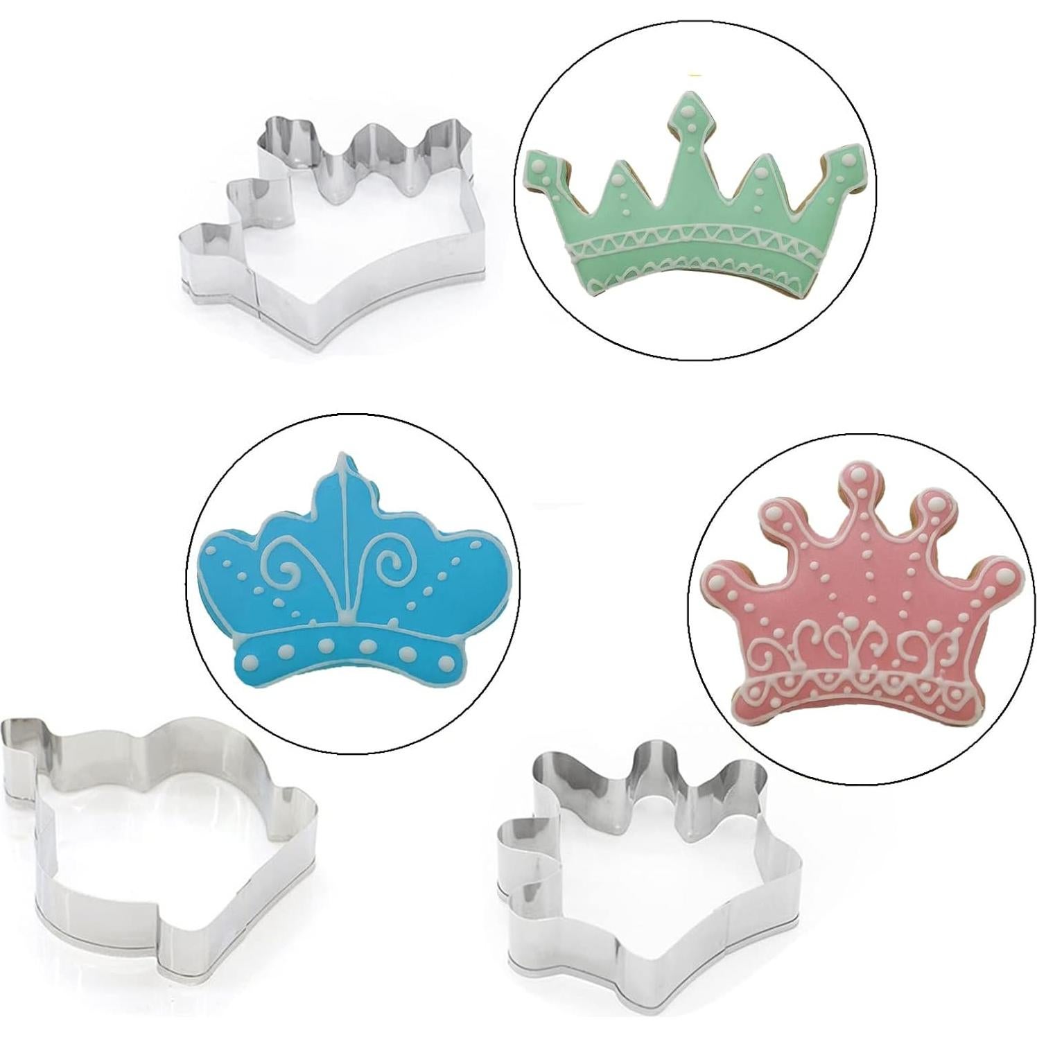 Juego de 3 Cortadores de Galletas Corona Comais Acero Inoxidable