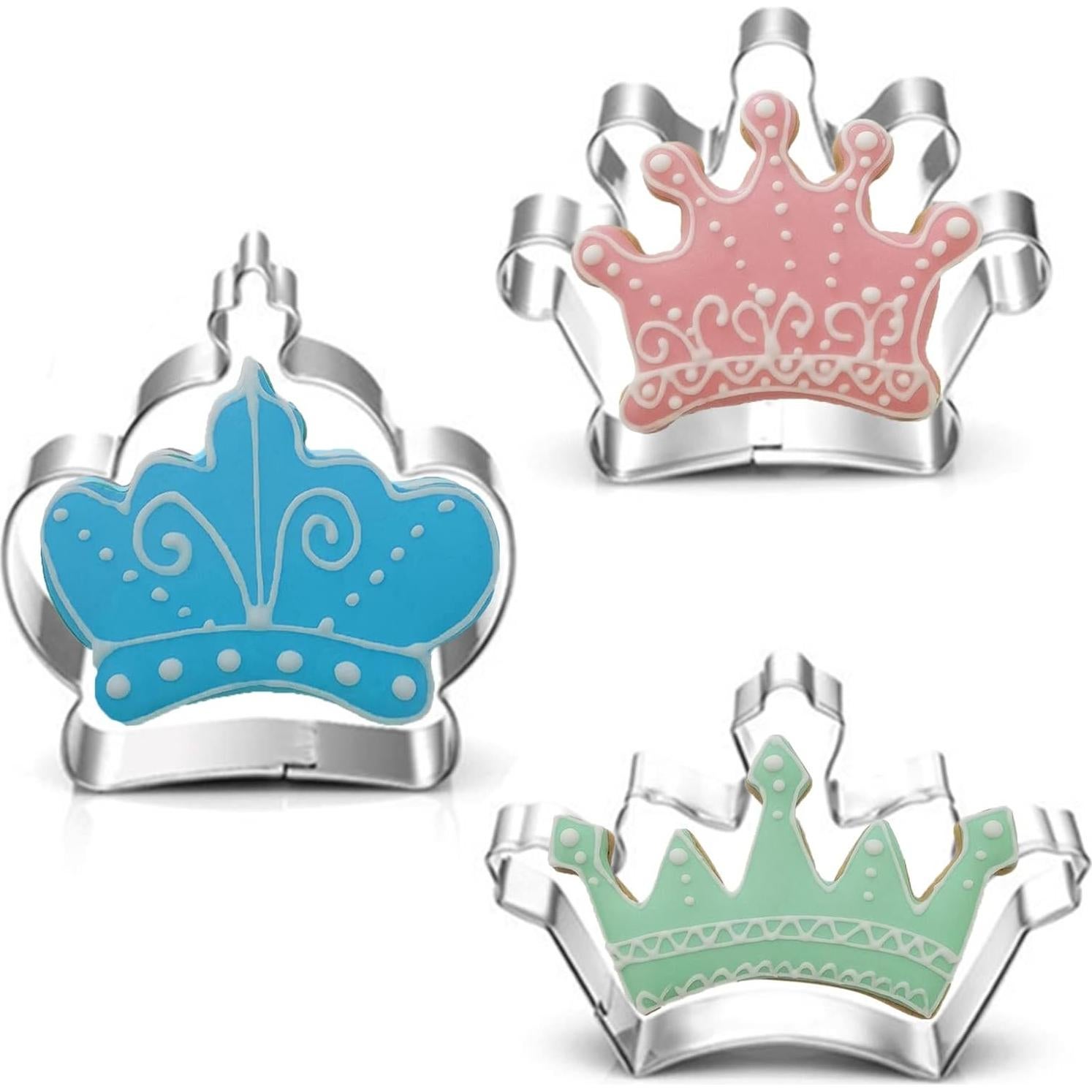 Juego de 3 Cortadores de Galletas Corona Comais Acero Inoxidable