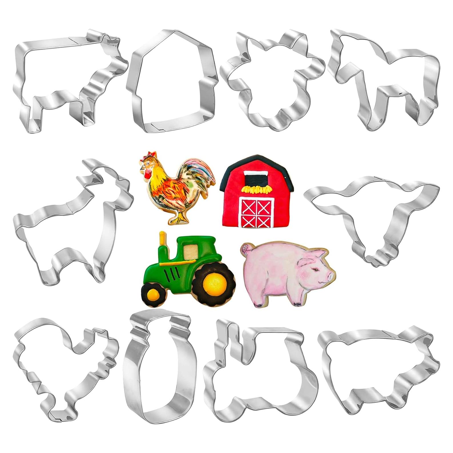 Juego de 10 Cortadores de Galletas de Granja TOSPARTY