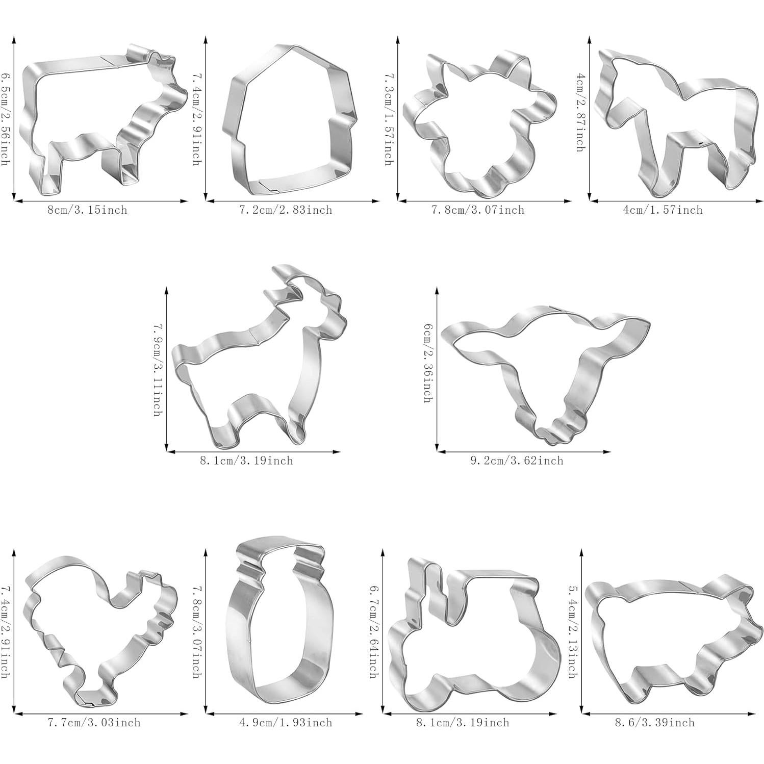 Juego de 10 Cortadores de Galletas de Granja TOSPARTY