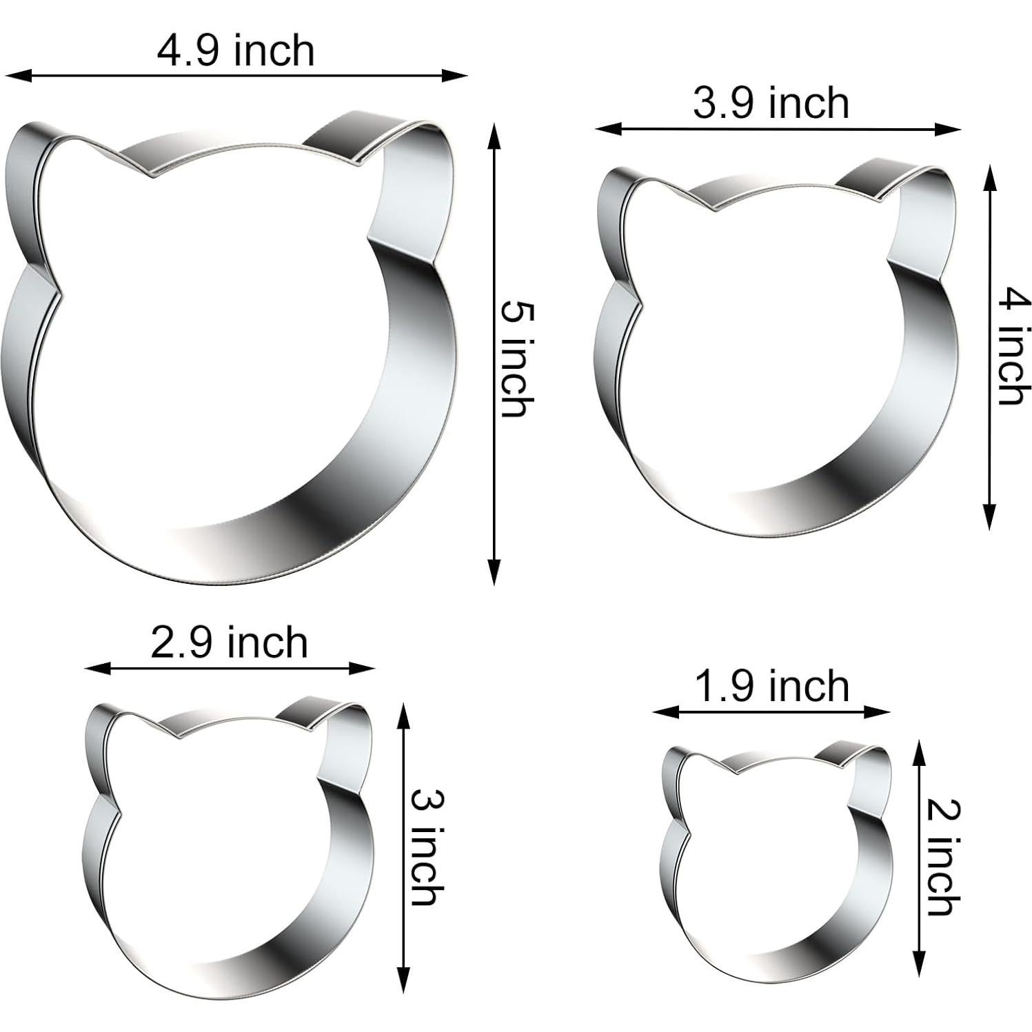 Juego de Cortadores de Galletas QAAQS Cara de Gato Acero Inoxidable