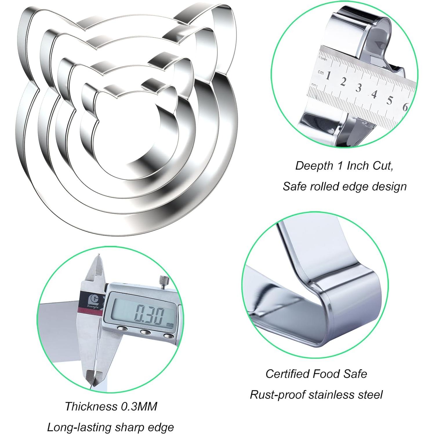 Juego de Cortadores de Galletas QAAQS Cara de Gato Acero Inoxidable