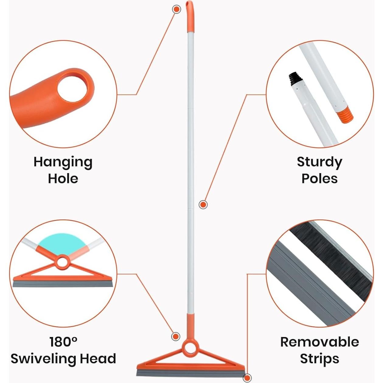 Escoba de Aire MAVRIZ 2 en 1 con Tira de Goma Naranja