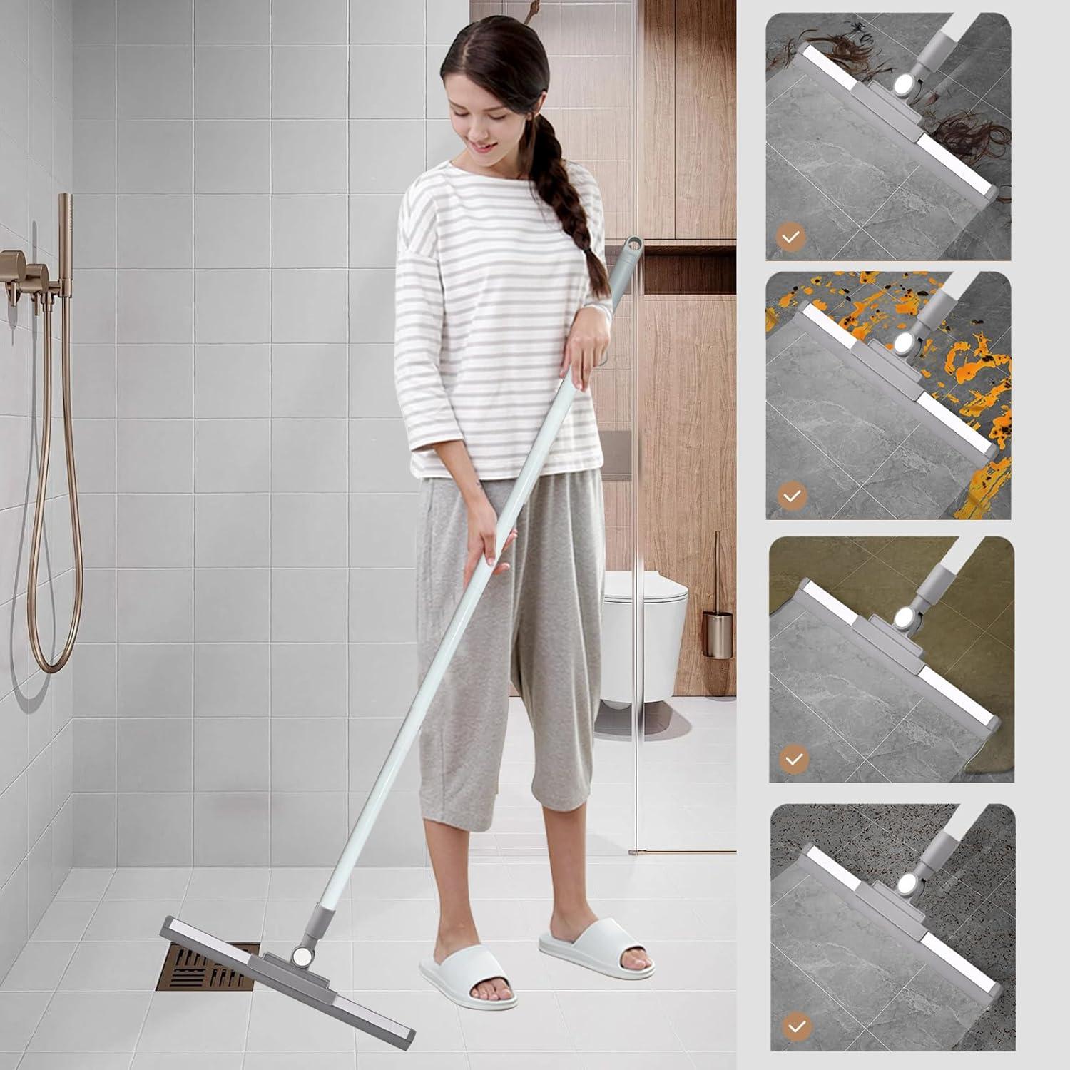Escoba de Goma BSMstone con Mango Largo 132cm para Ducha y Ventanas