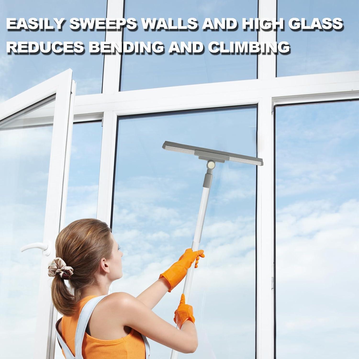 Escoba de Goma BSMstone con Mango Largo 132cm para Ducha y Ventanas