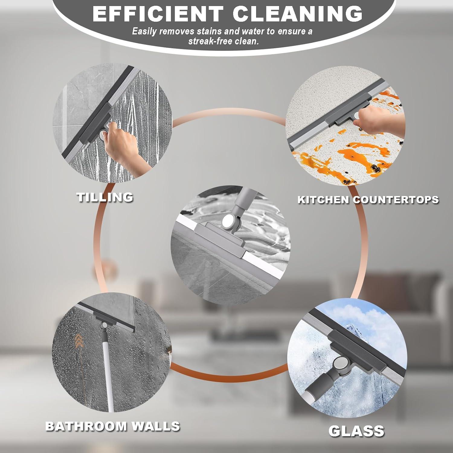 Escoba de Goma BSMstone con Mango Largo 132cm para Ducha y Ventanas