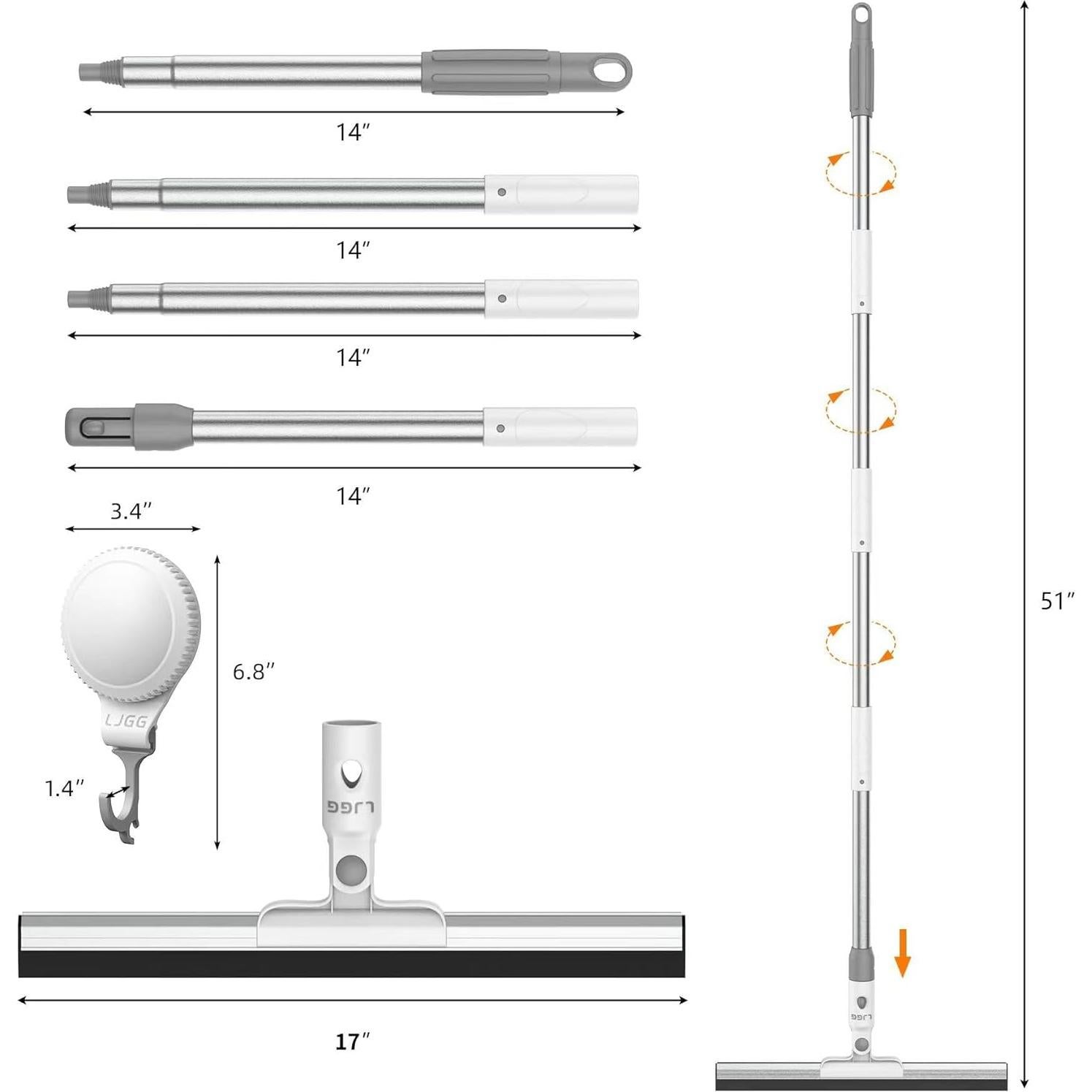Escobilla de goma LJGG 43 cm con mango de 130 cm