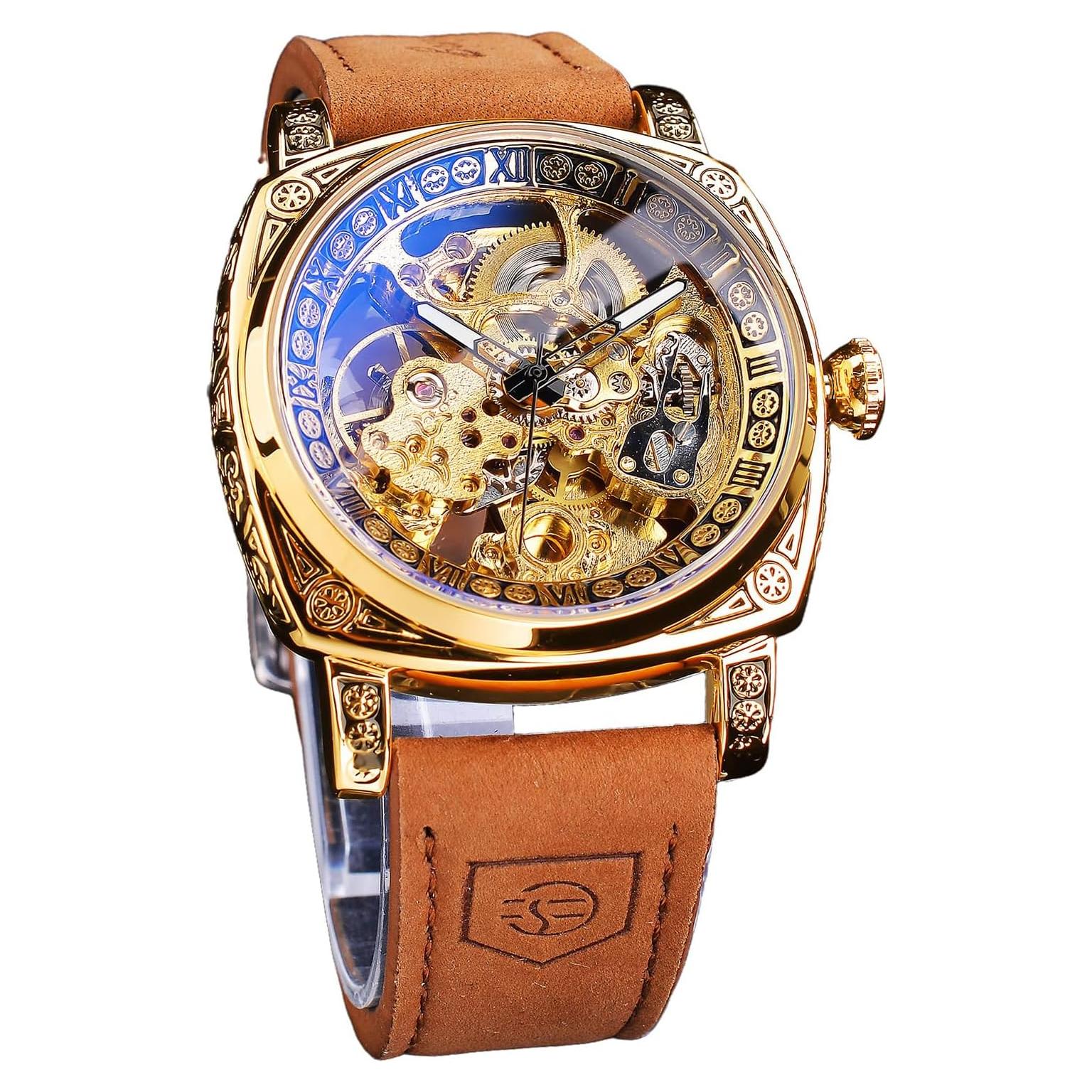 Reloj Mecánico FORSINING Hombre Retro Cuadrado Autoviento