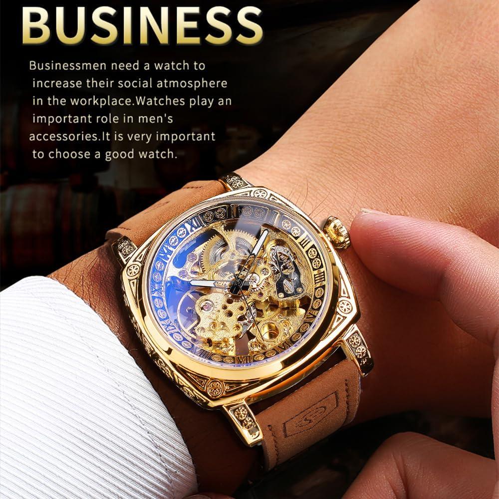 Reloj Mecánico FORSINING Hombre Retro Cuadrado Autoviento