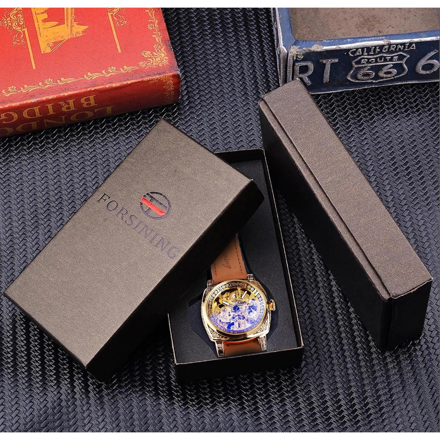 Reloj Mecánico FORSINING Hombre Retro Cuadrado Autoviento