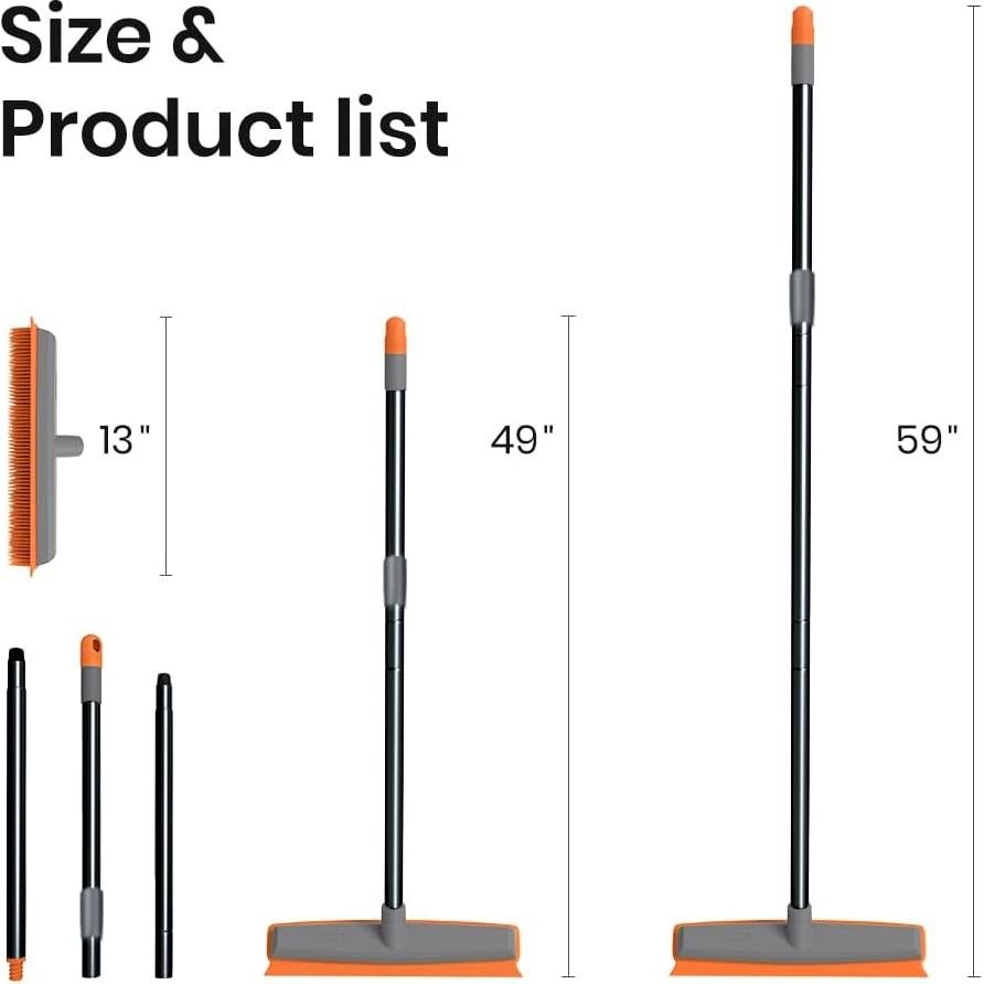 Escoba de goma TreeLen extensible para limpieza de alfombras