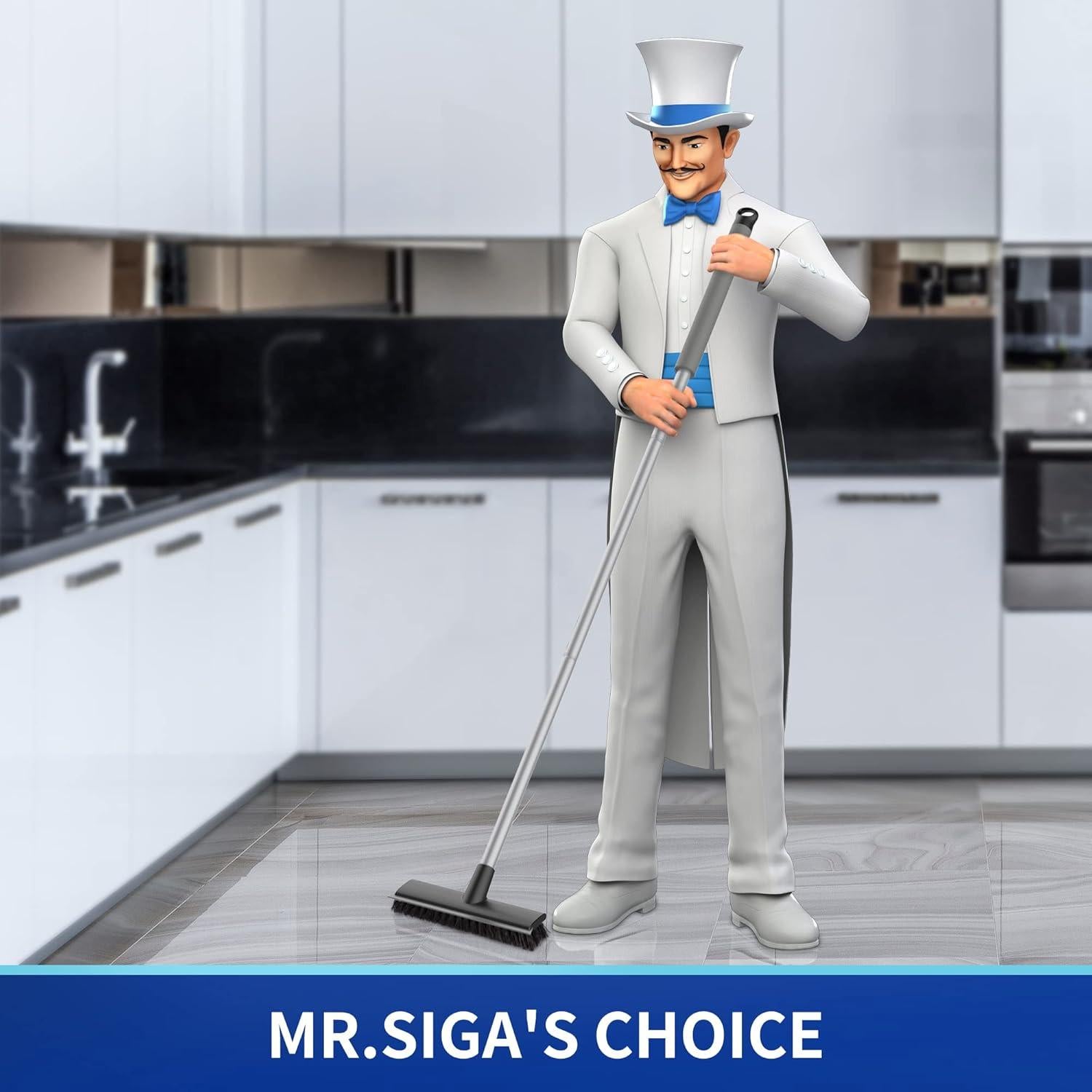 Cepillo de Suelo MR.SIGA 2 en 1 con Mango Ajustable 124 cm