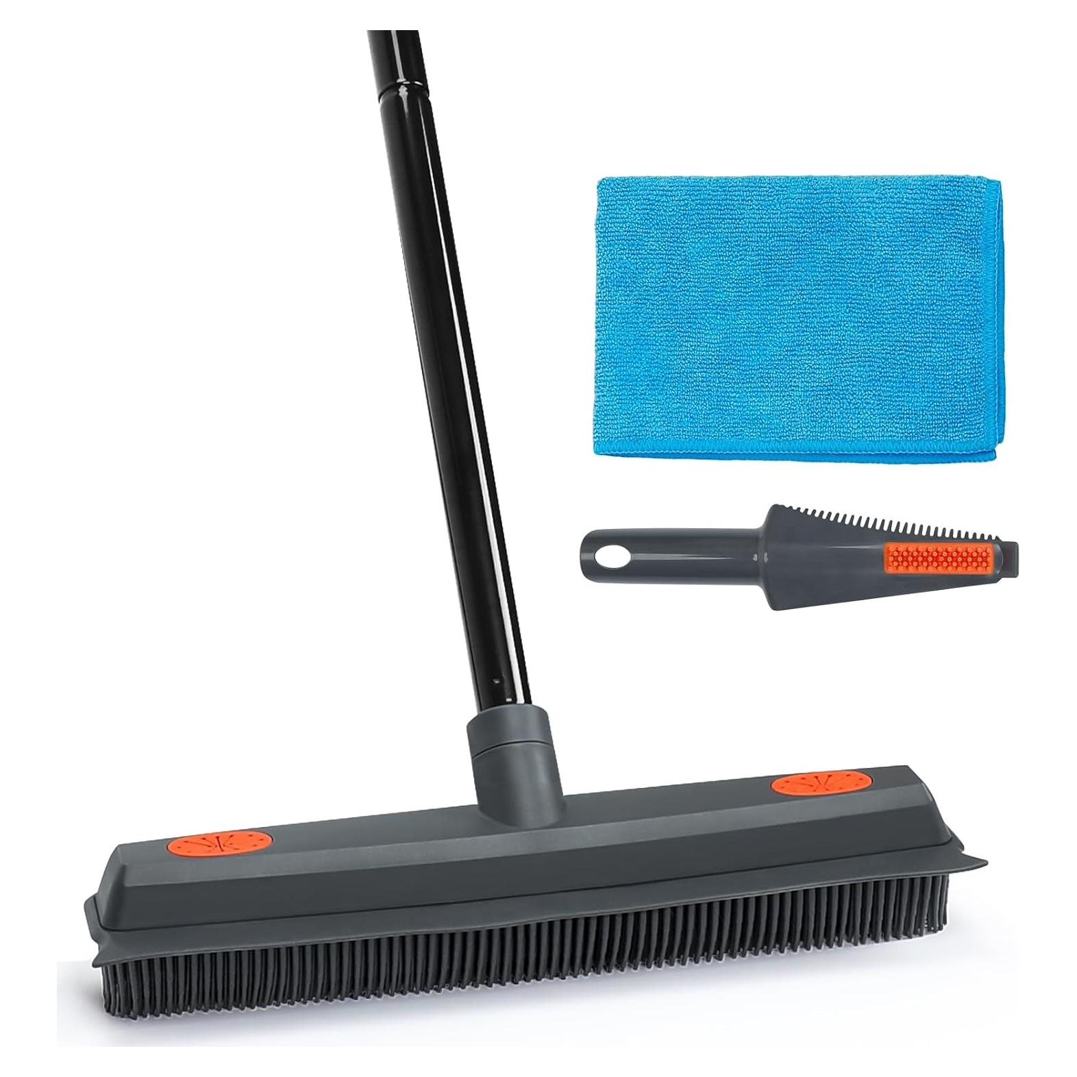 Escoba de Goma MAVRIZ Naranja para Pelo de Mascotas 2 en 1