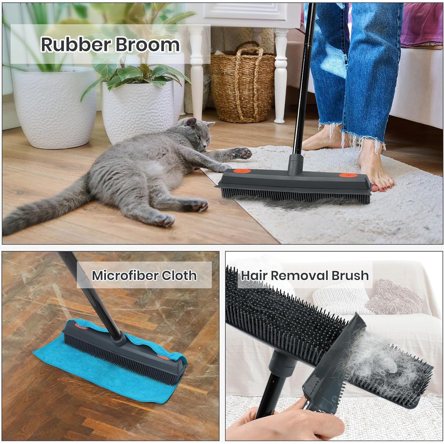 Escoba de Goma MAVRIZ Naranja para Pelo de Mascotas 2 en 1