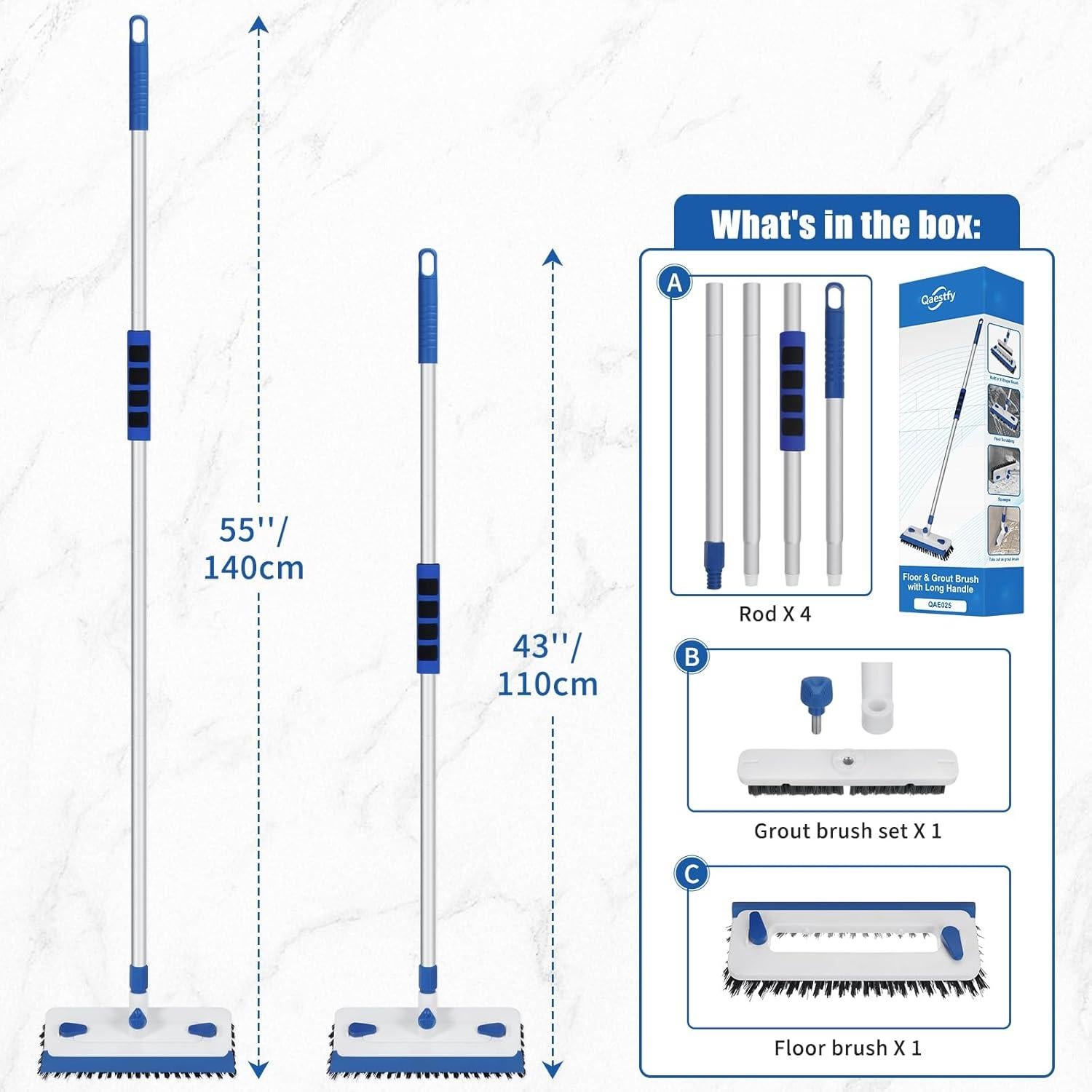 Cepillo de Fregado 3 en 1 Qaestfy con Mango Extensible 139,7 cm