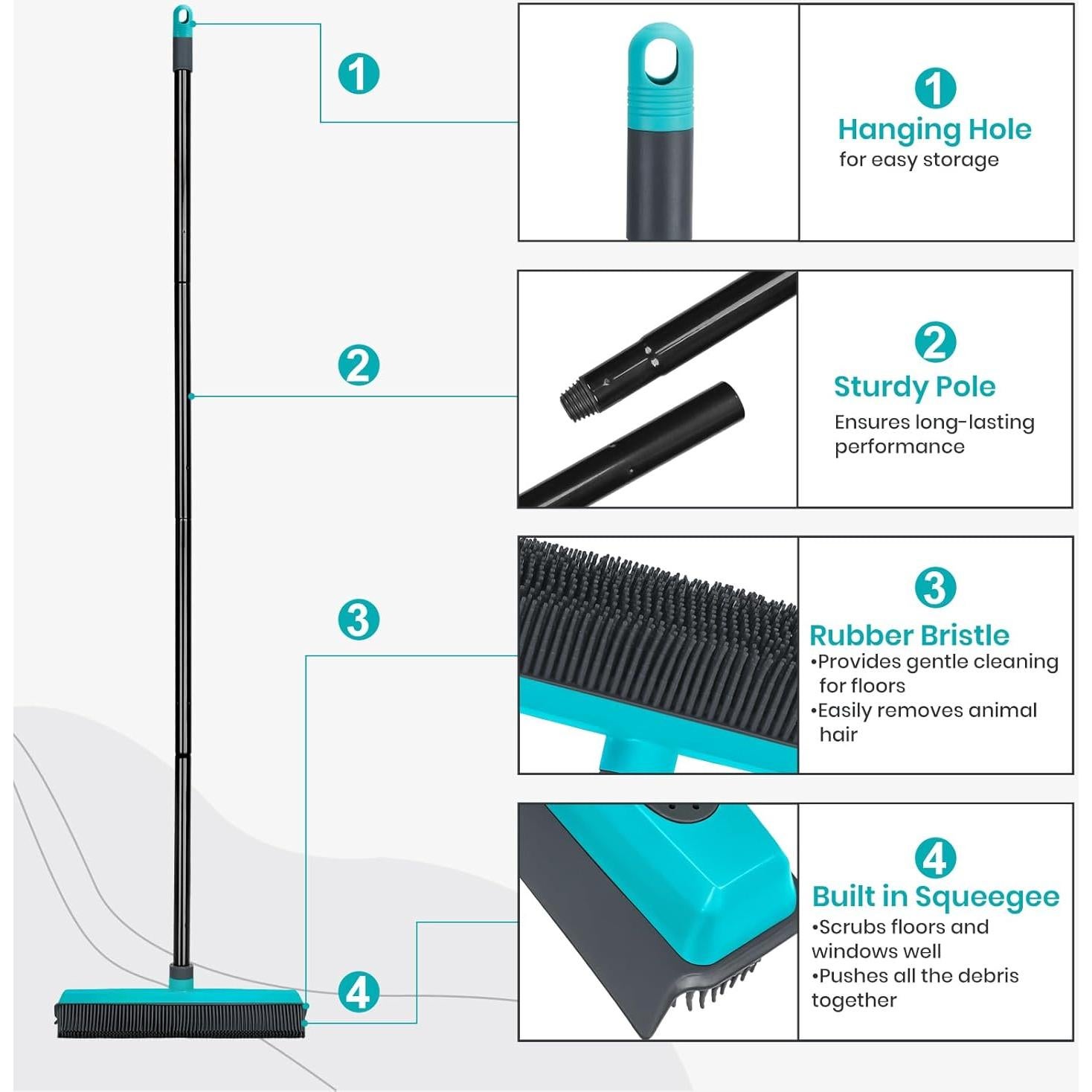 Escoba de Goma MAVRIZ para Pelo de Mascota 2 en 1 Azul