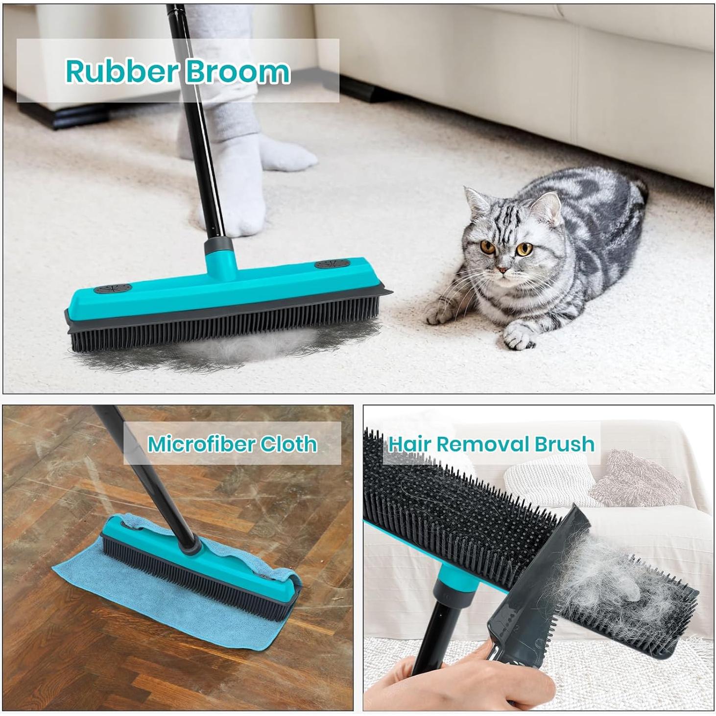 Escoba de Goma MAVRIZ para Pelo de Mascota 2 en 1 Azul