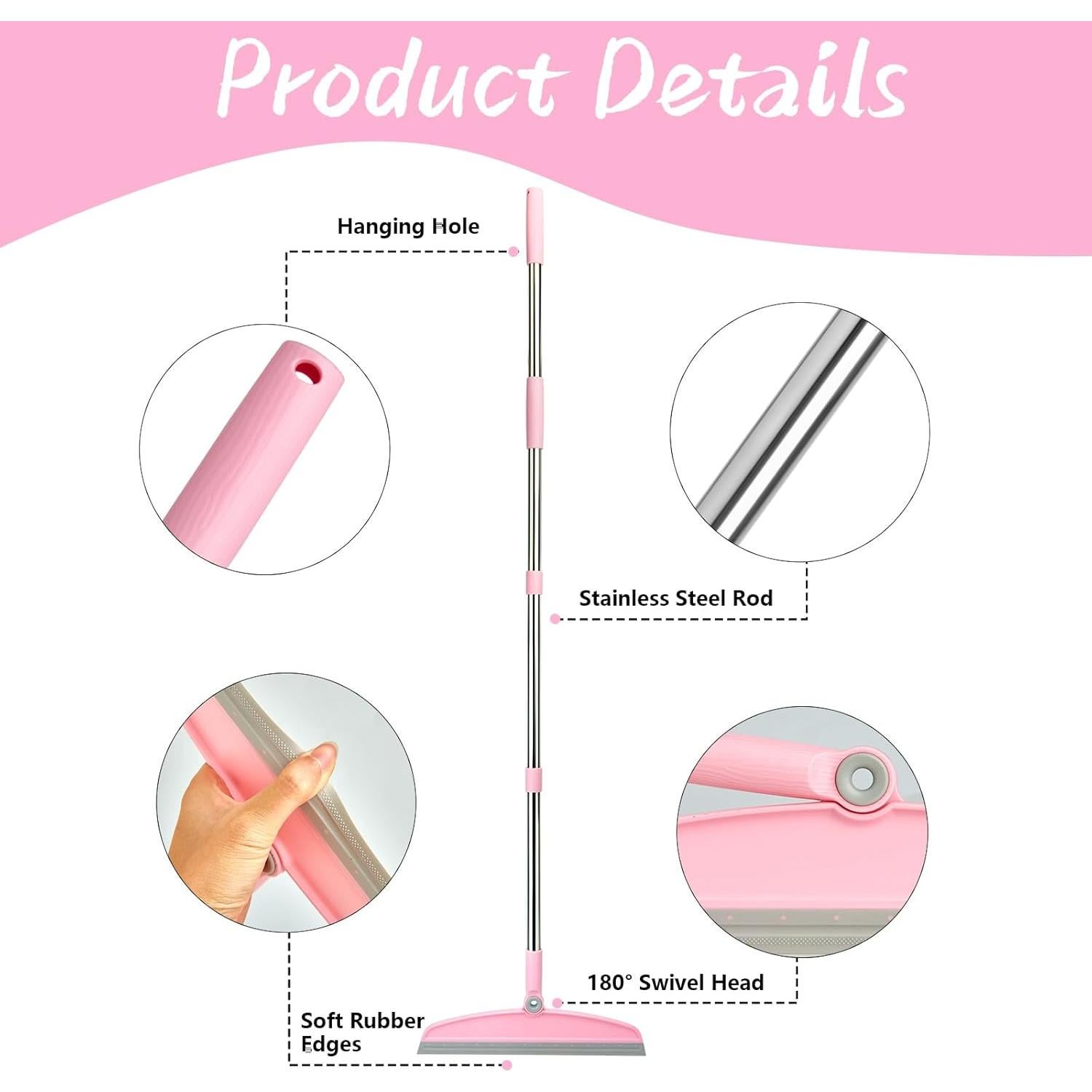 Escoba de Silicona OOOFLOWER Ajustable 137 cm para Piso