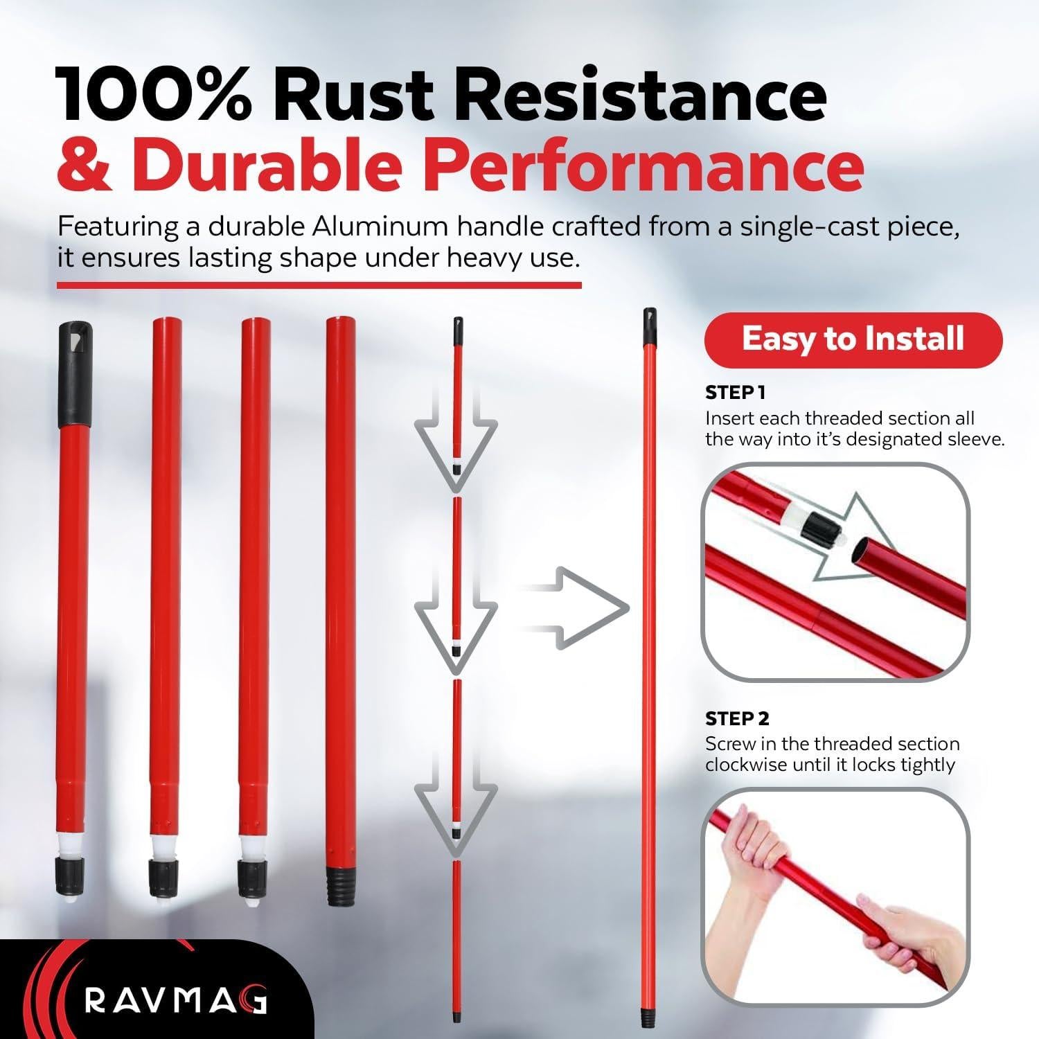 Escoba de Silicona 2 en 1 RAVMAG con Raspador 139,7 cm