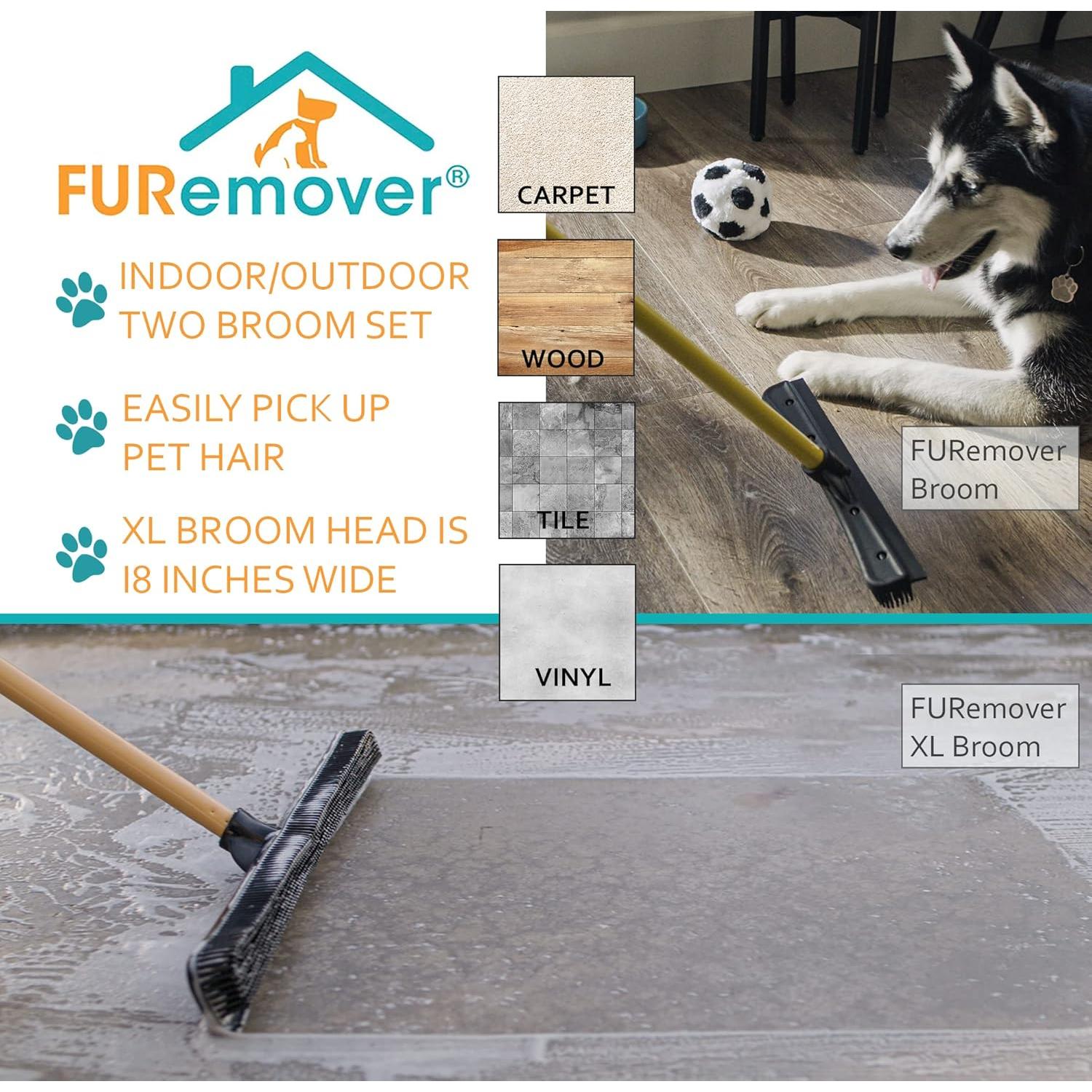 Juego de Escobas FURemover para Mascotas 2 Piezas 31.75 y 46.99 cm