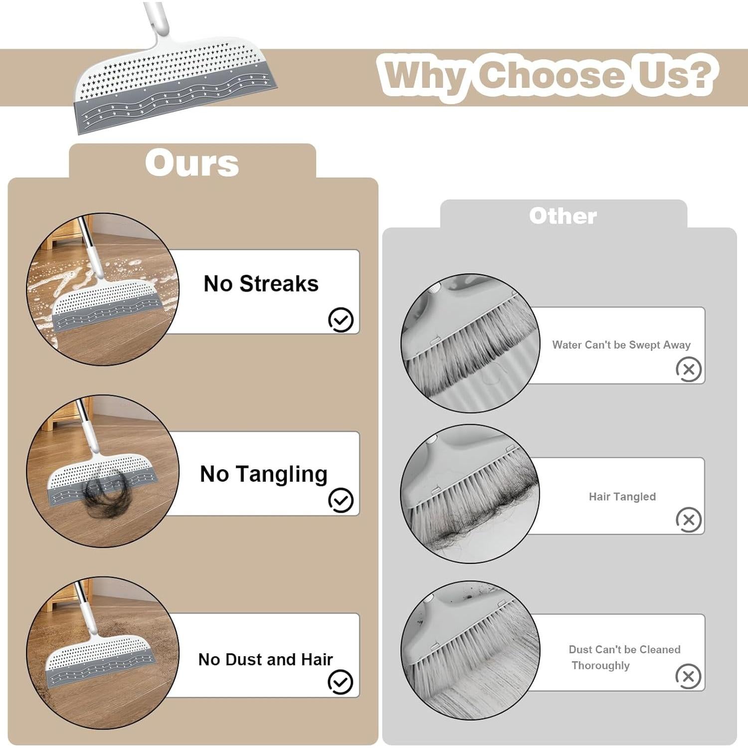 Escoba de goma PRATIQUE 135,89 cm cabezal rotatorio 180°