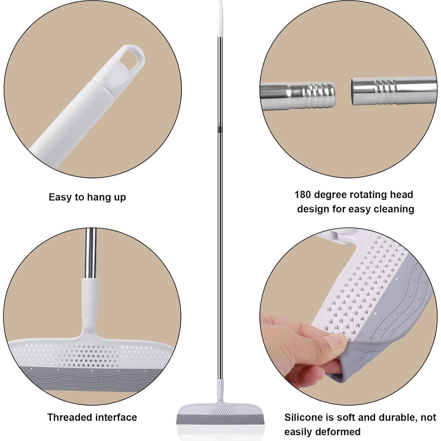 Escoba de goma PRATIQUE 135,89 cm cabezal rotatorio 180°