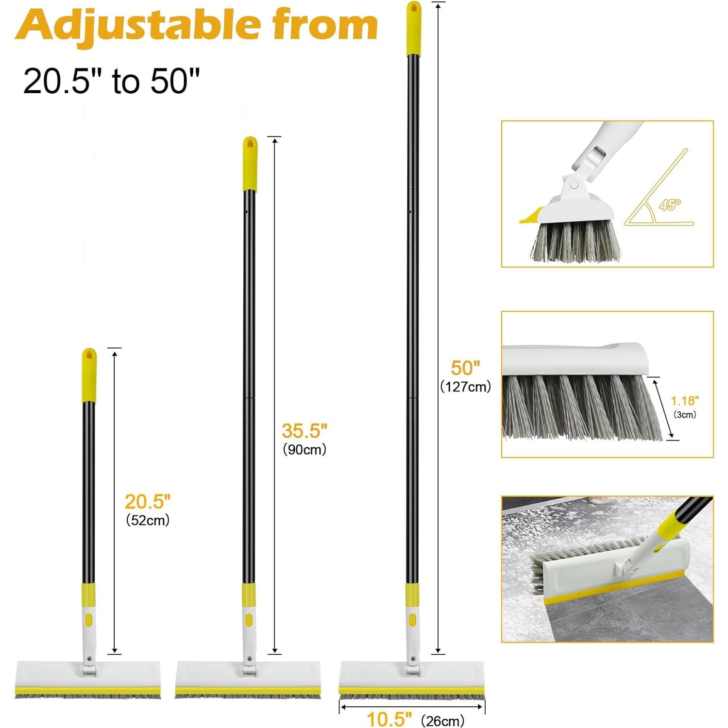 Cepillo de Fregado de Piso DALIPER 2 en 1 con Mango Ajustable