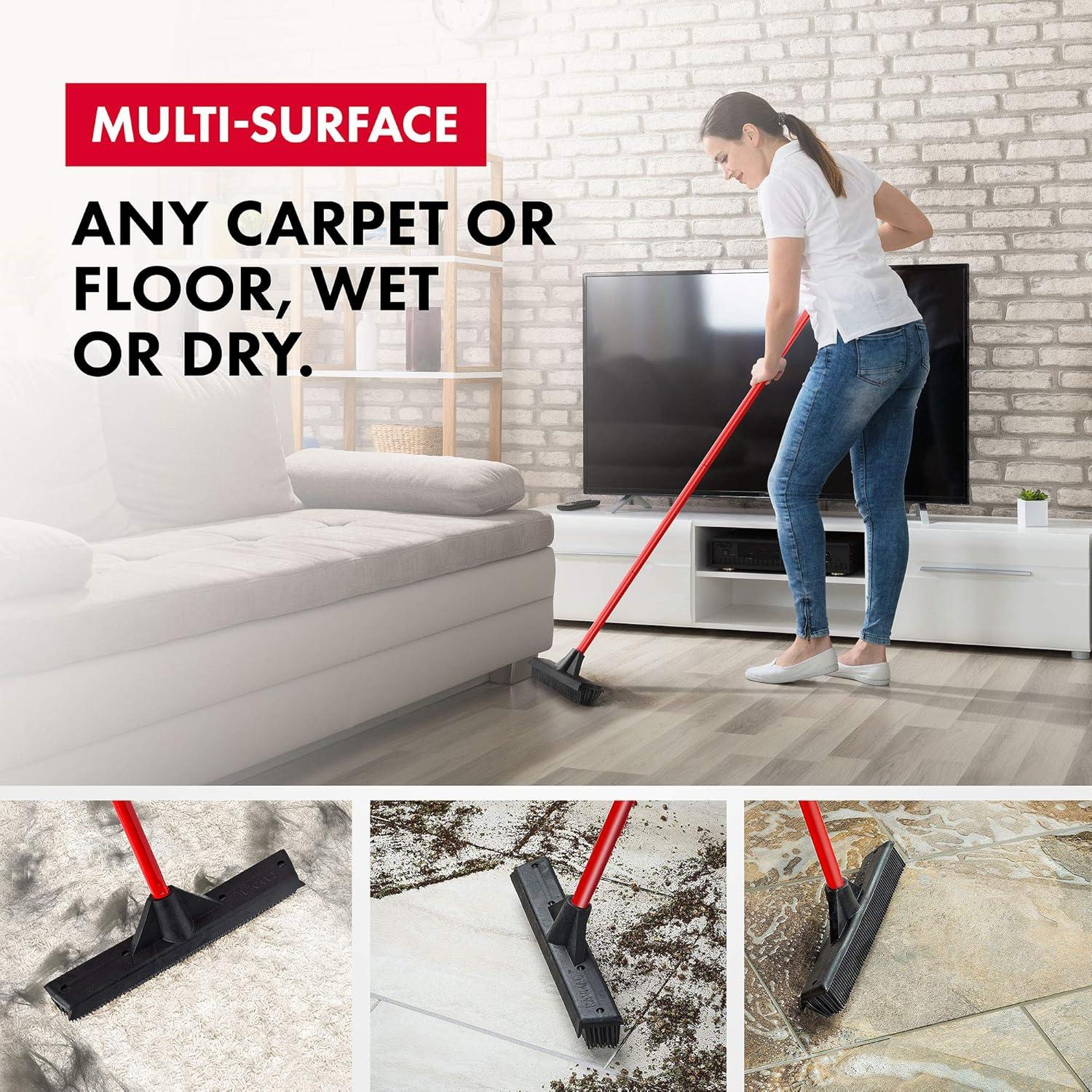 Escoba de Goma Ravmag 55" con Limpiaparabrisas Multiusos