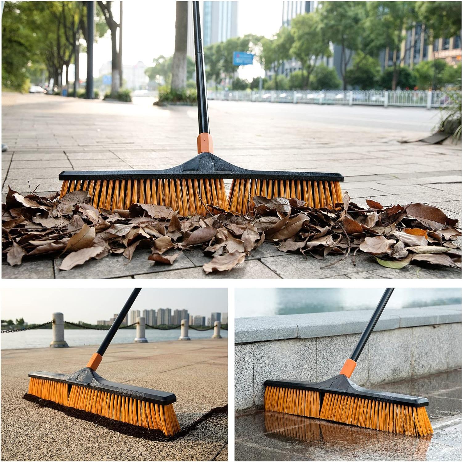 Escoba de Empuje CLEANHOME 60,96 cm Cerdas Rígidas Naranja