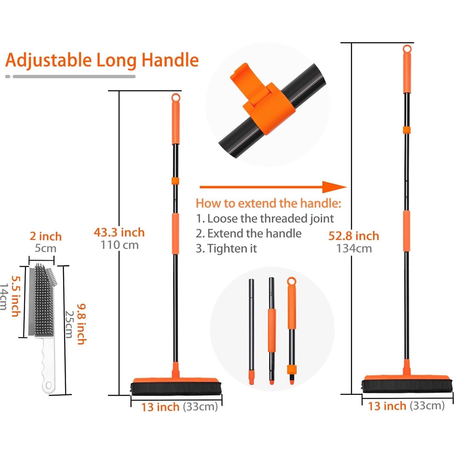 Escoba de goma JEHONN para pelo de mascotas 134 cm