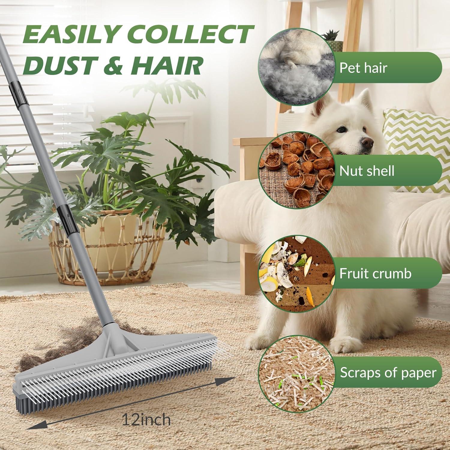 Rastrillo de Alfombra Walensee 2 en 1 con Mango Ajustable 155 cm