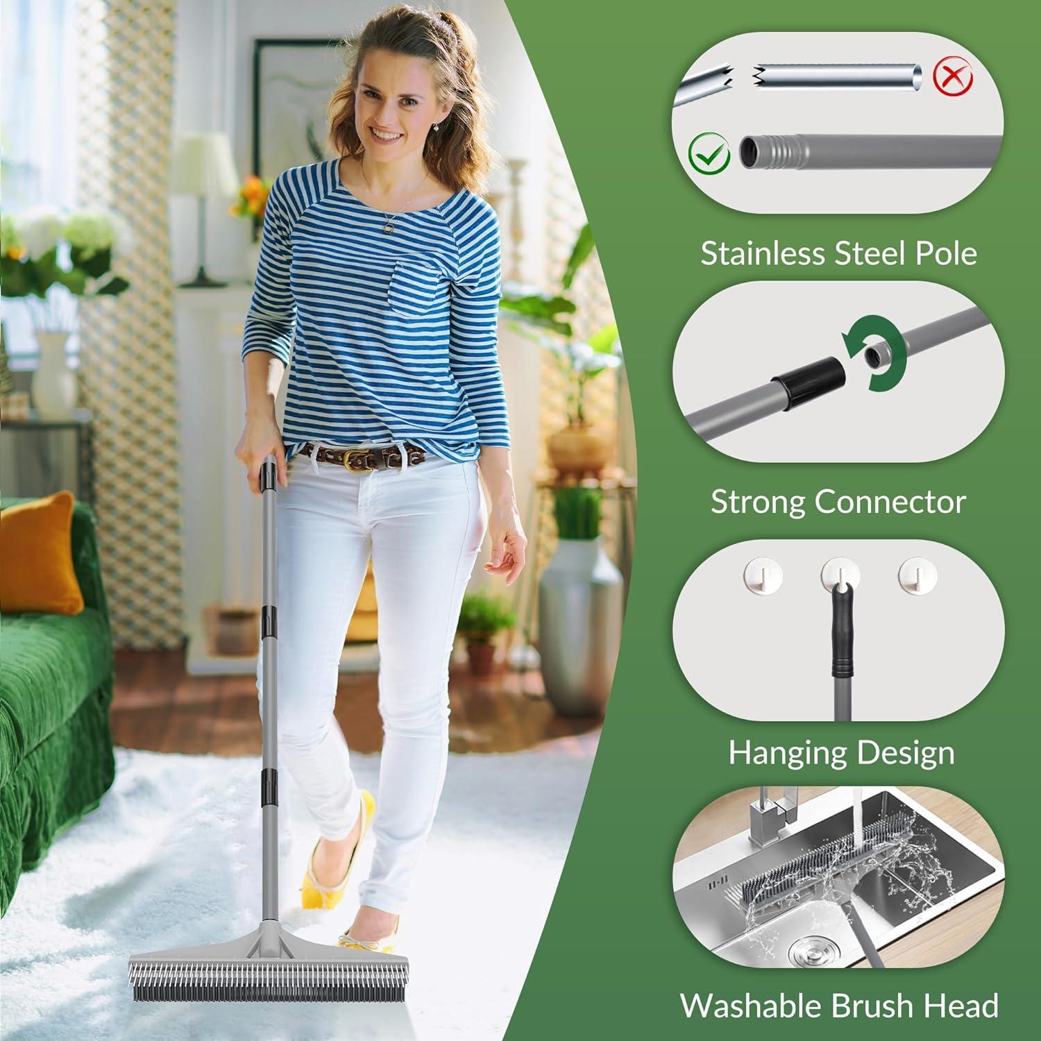 Rastrillo de Alfombra Walensee 2 en 1 con Mango Ajustable 155 cm