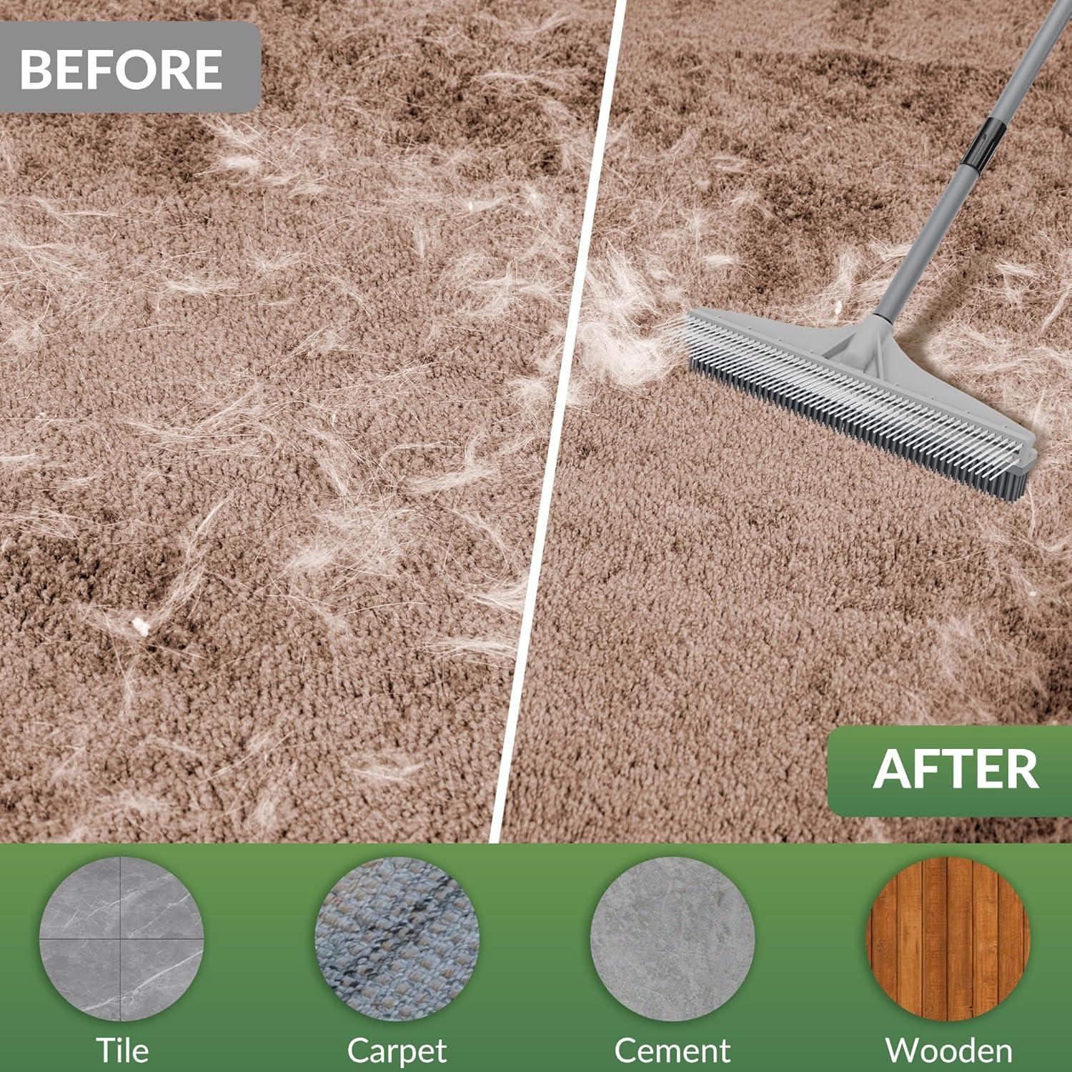 Rastrillo de Alfombra Walensee 2 en 1 con Mango Ajustable 155 cm