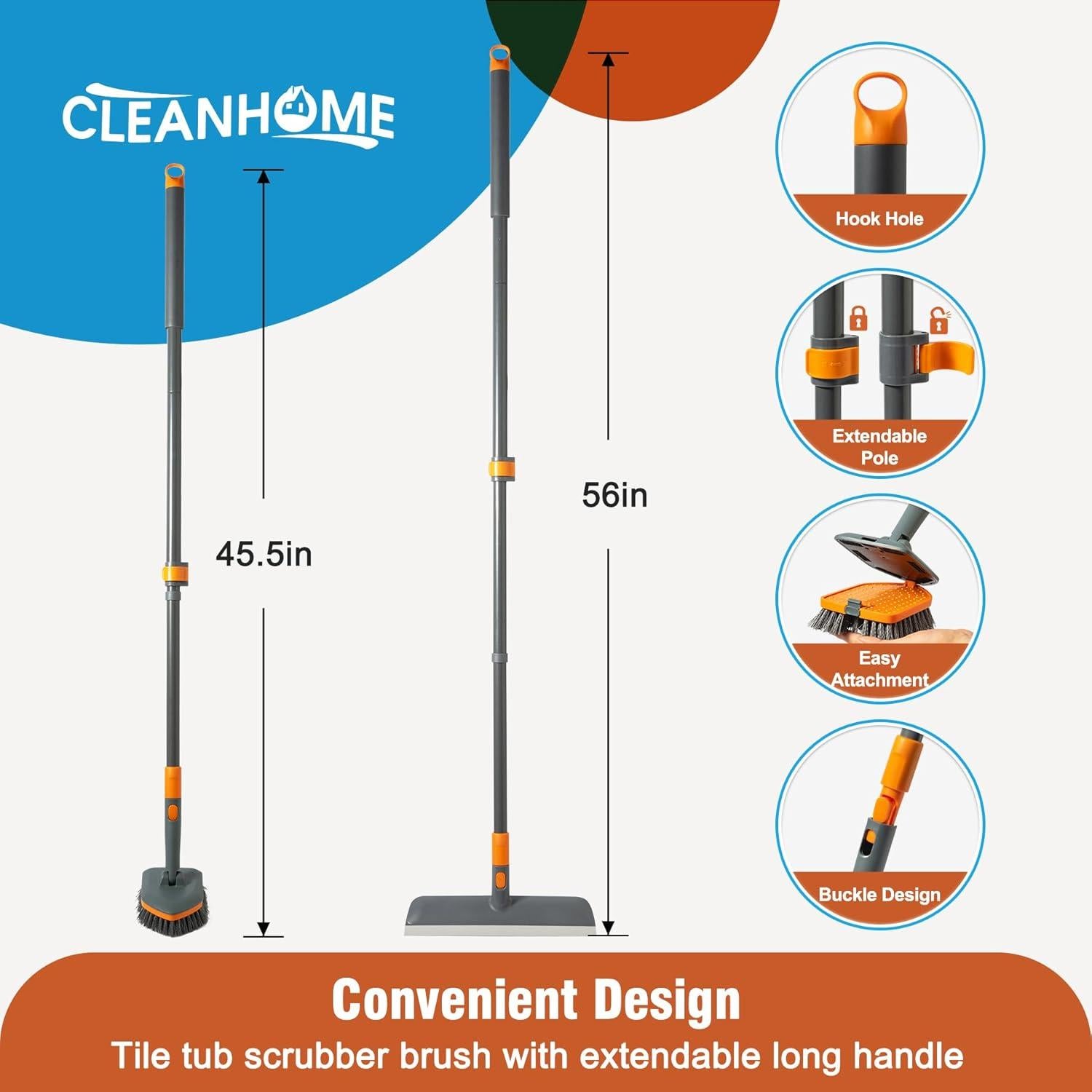 Cepillo de Fregado CLEANHOME con Mango Extensible 142 cm