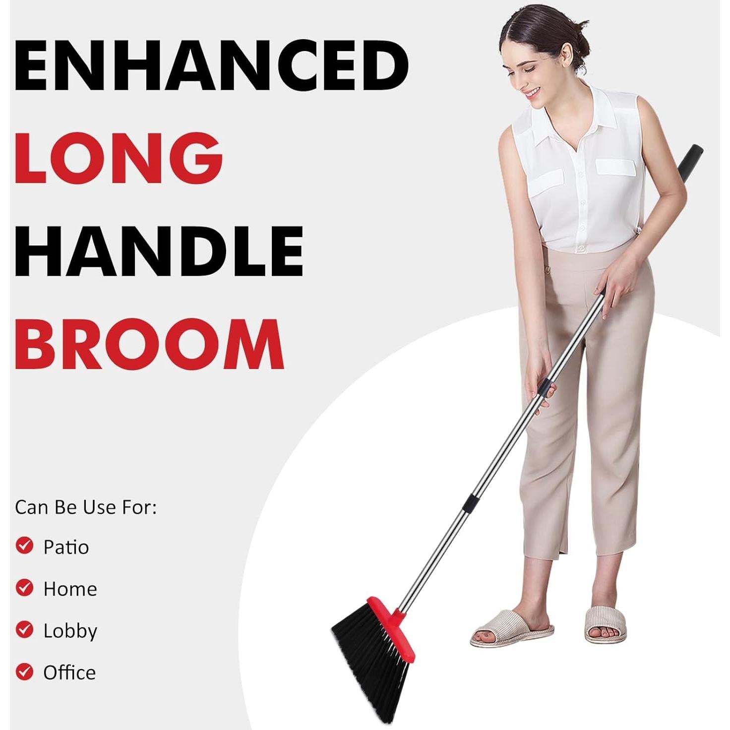 Escoba de Uso Pesado Nacena con Mango de 140 cm y Cerdas de Ángulo