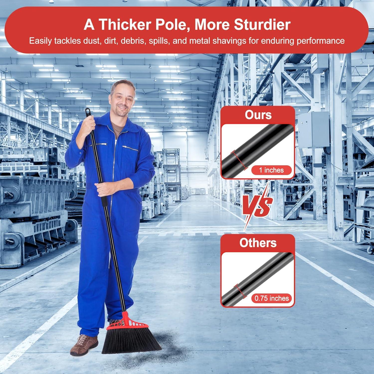 Escoba de Uso Pesado Tiumso 55" Negra y Roja para Exteriores