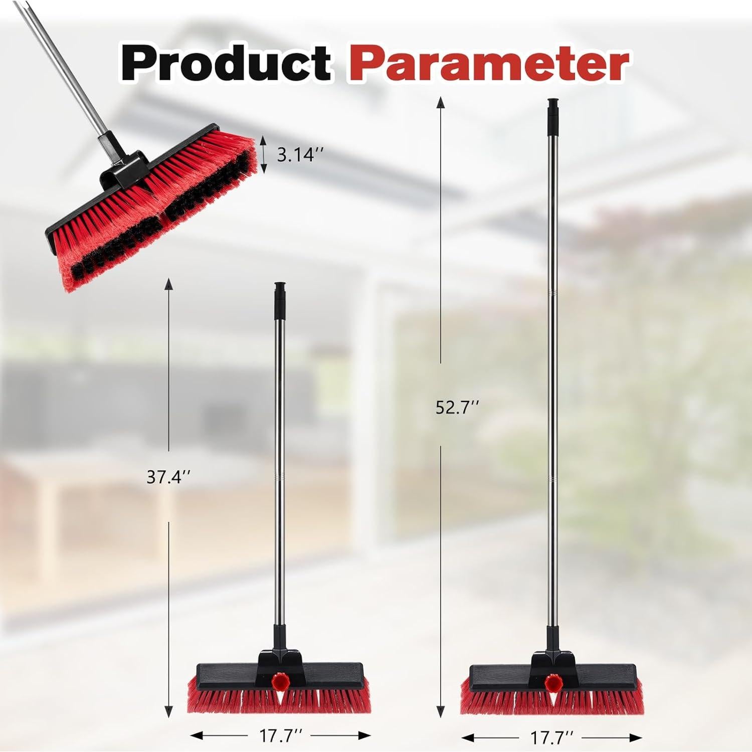 Escoba de Empuje YACASA 53" Mango Inoxidable 45,72 cm
