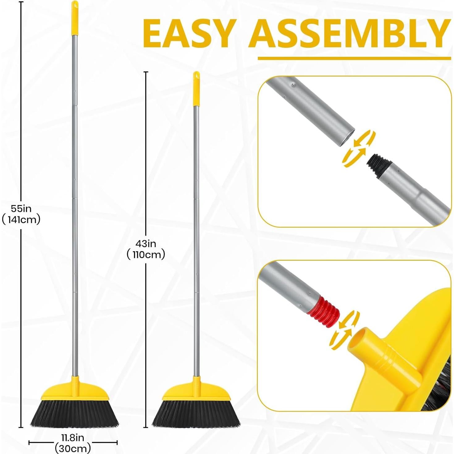 Escoba de Piso TreeLen Amarilla 139,7 cm Cerdas Suaves