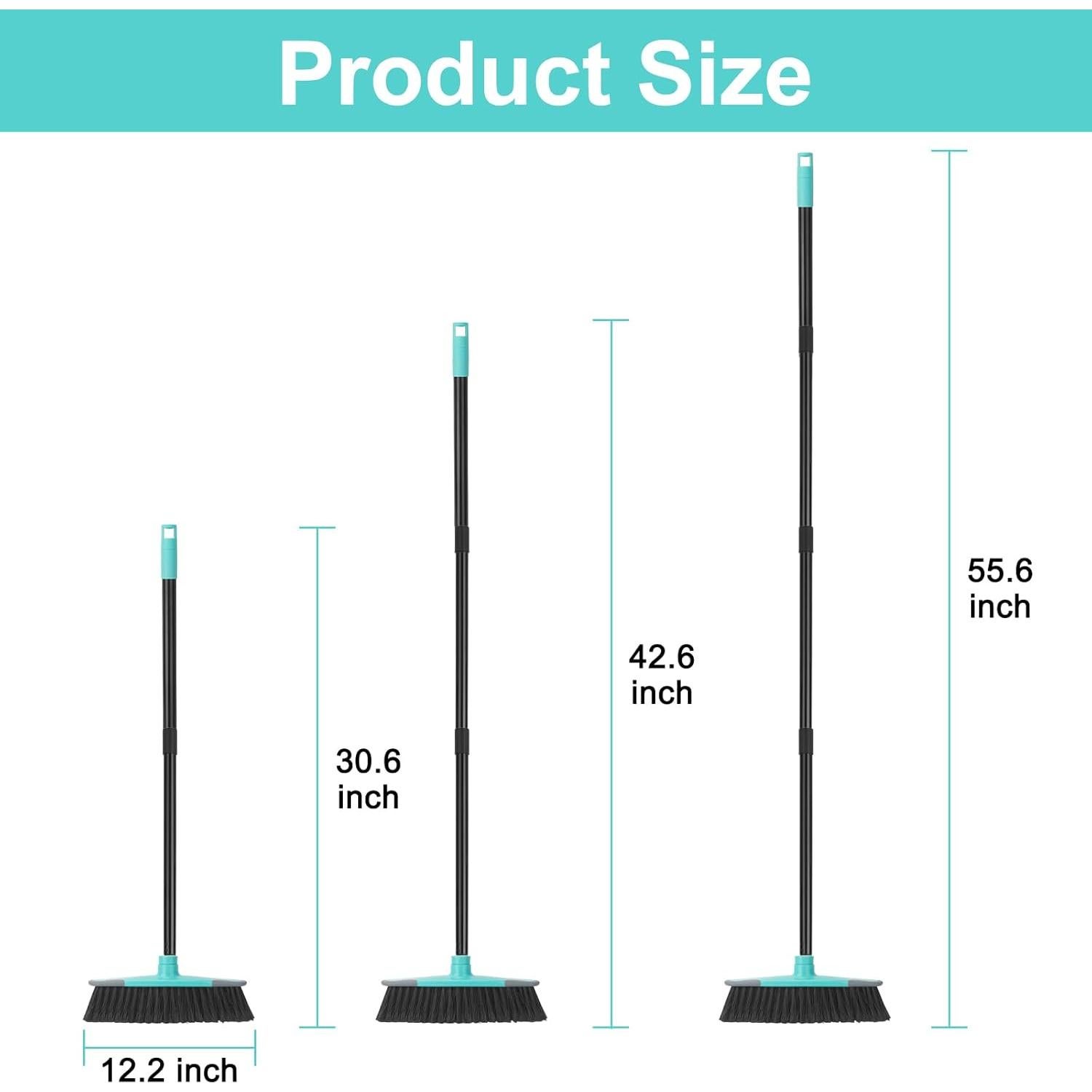 Escoba KeFanta de Cerdas Suaves 30 cm Mango Largo 139,7 cm