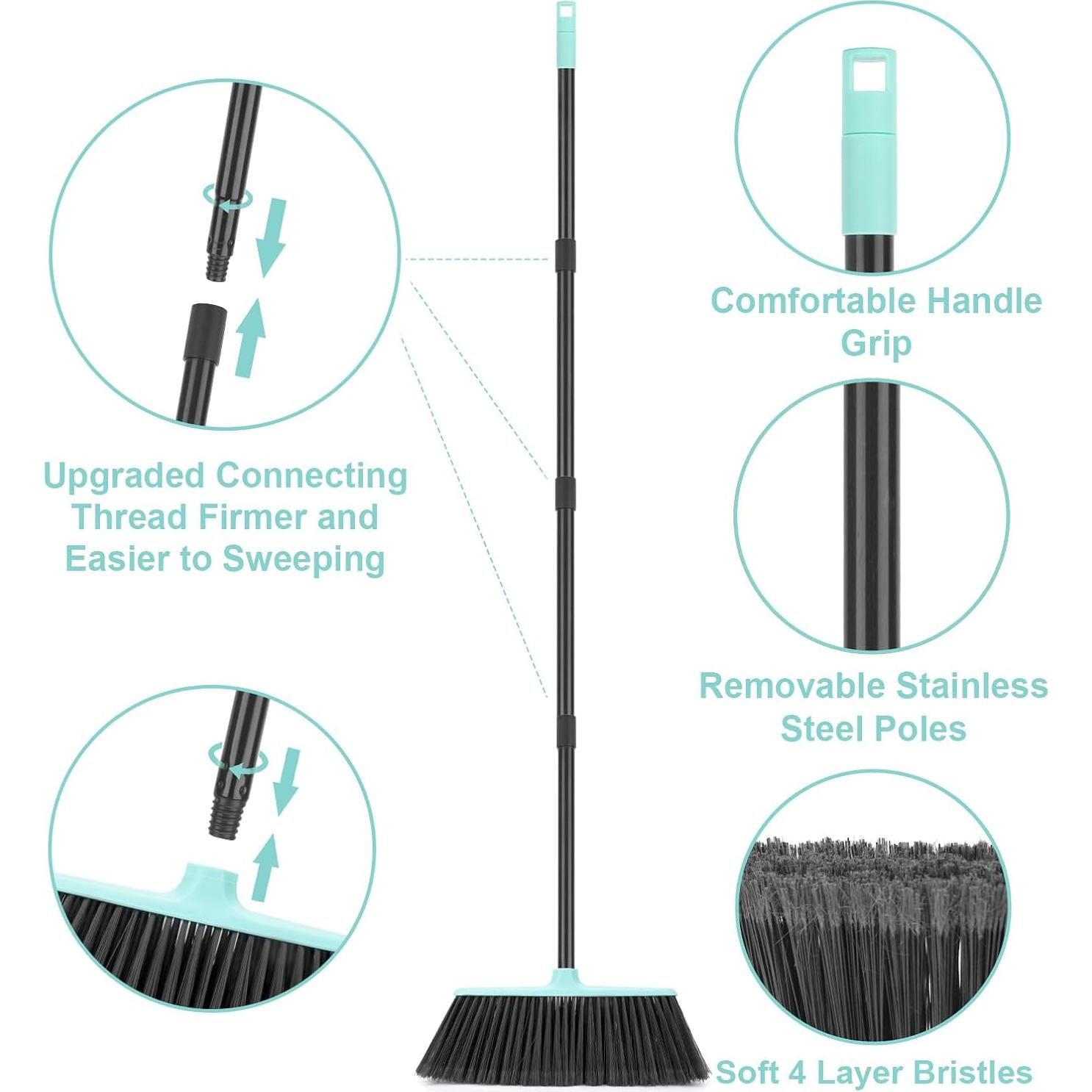 Escoba KeFanta 35.56 cm ángulo con mango 134.62 cm