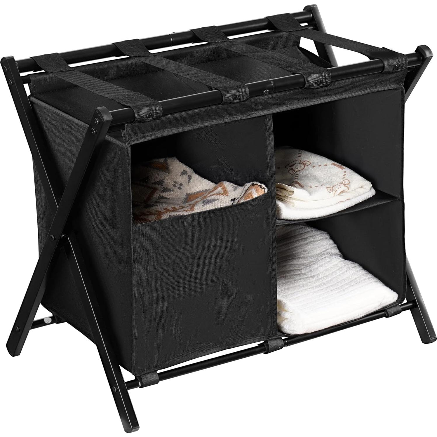 Soporte de Equipaje Plegable Heybly con Bolsa de Lavandería - 2 Unidades