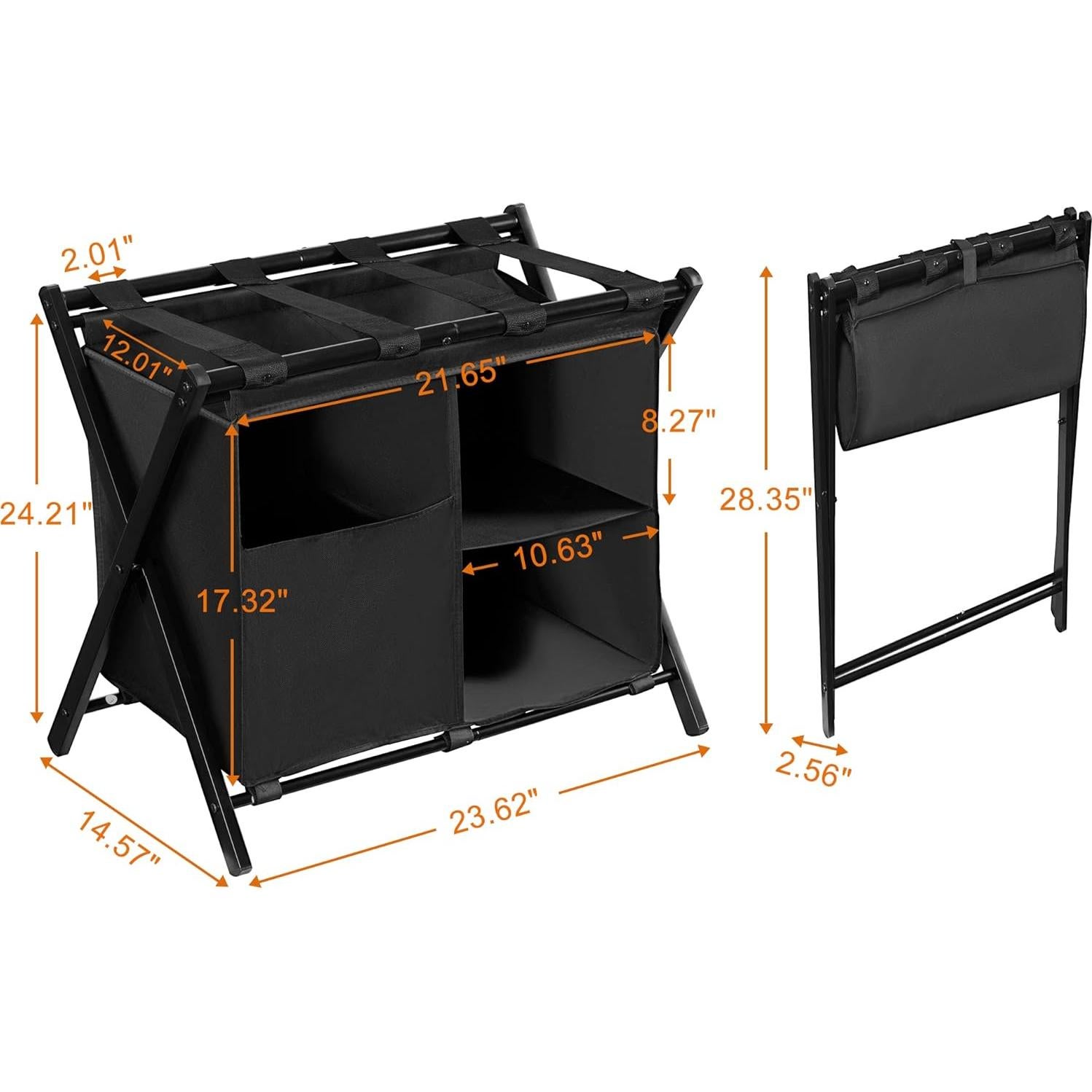Soporte de Equipaje Plegable Heybly con Bolsa de Lavandería - 2 Unidades