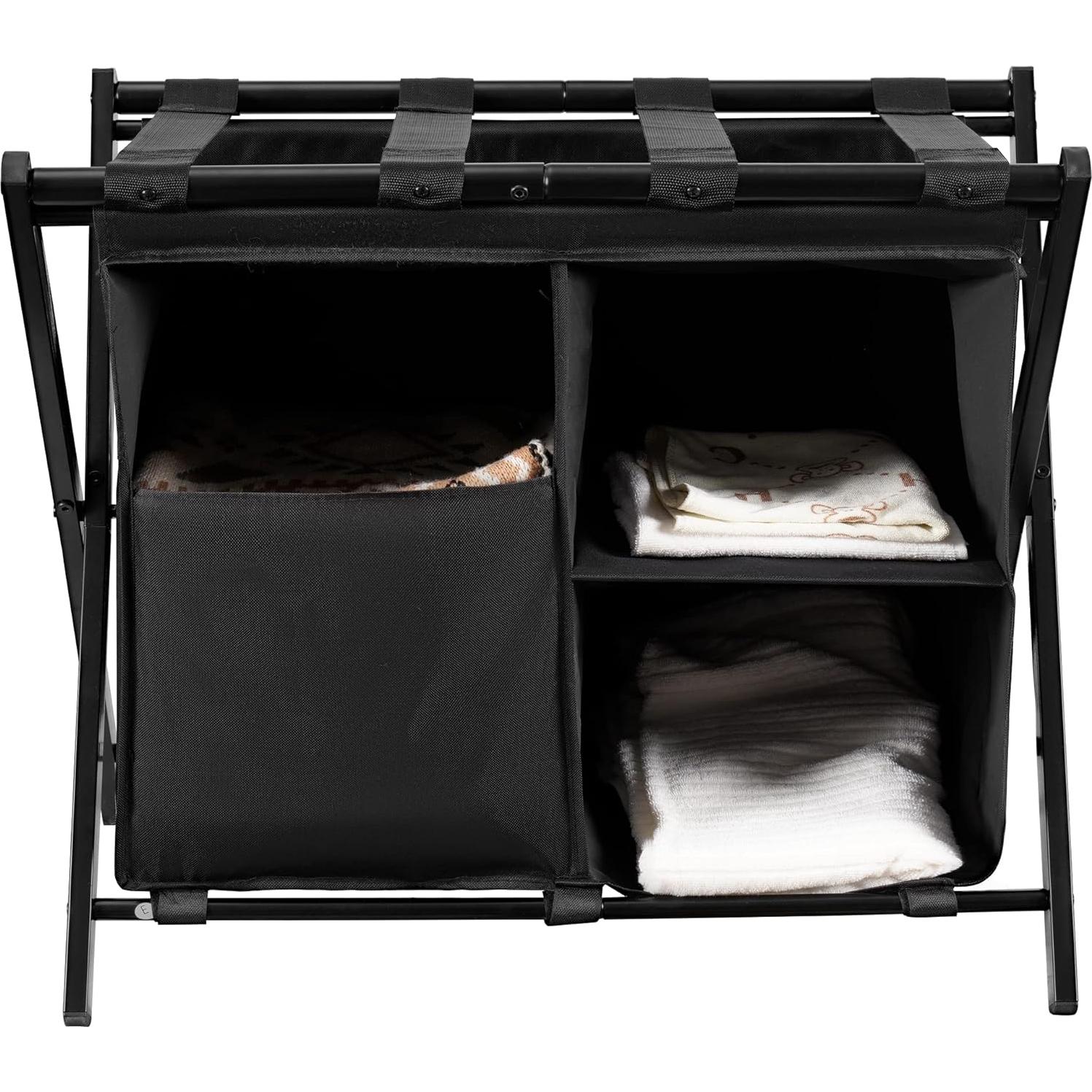 Soporte de Equipaje Plegable Heybly con Bolsa de Lavandería - 2 Unidades